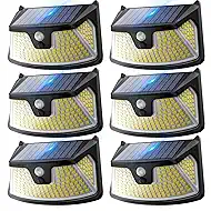 BUCASA 152LED Solar Motion Light Outdoor 850LM Super Bright 3-Mode Motion Sensor Lights Outdoor IP65 Waterproof 270° Wide Security Light Solar Powered Flood Lamp for Garden Wall Fence Garage（6 Pack）