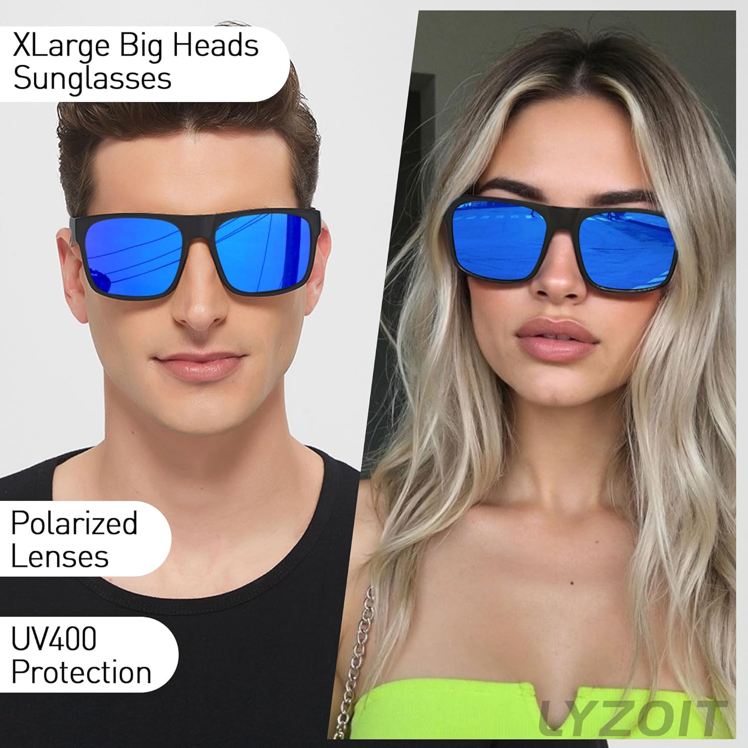 LYZOIT Extra Large Sunglasses for Big Wide Heads Mens Polarized XL Oversized Square Sun Glasses - Image 4