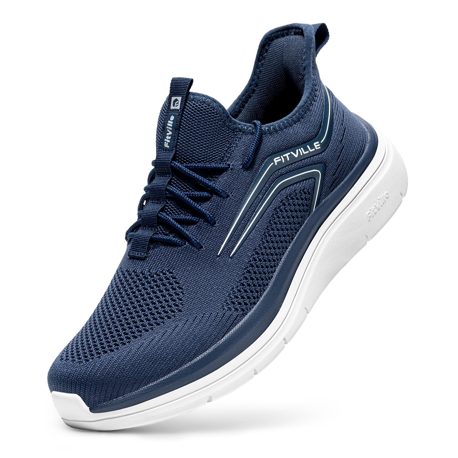 Men's Wide Walking Shoes, Pull-On Athletic Sneakers, Easy On-Off