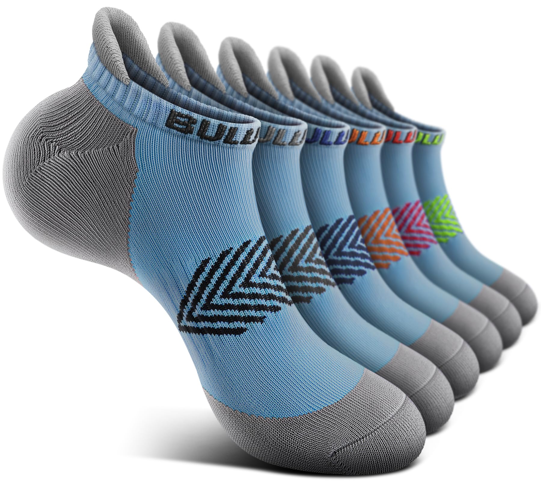 BULLIANT Women Cushioned Running Ankle Socks Anti-Slip Y-Heel No Show 6Pack