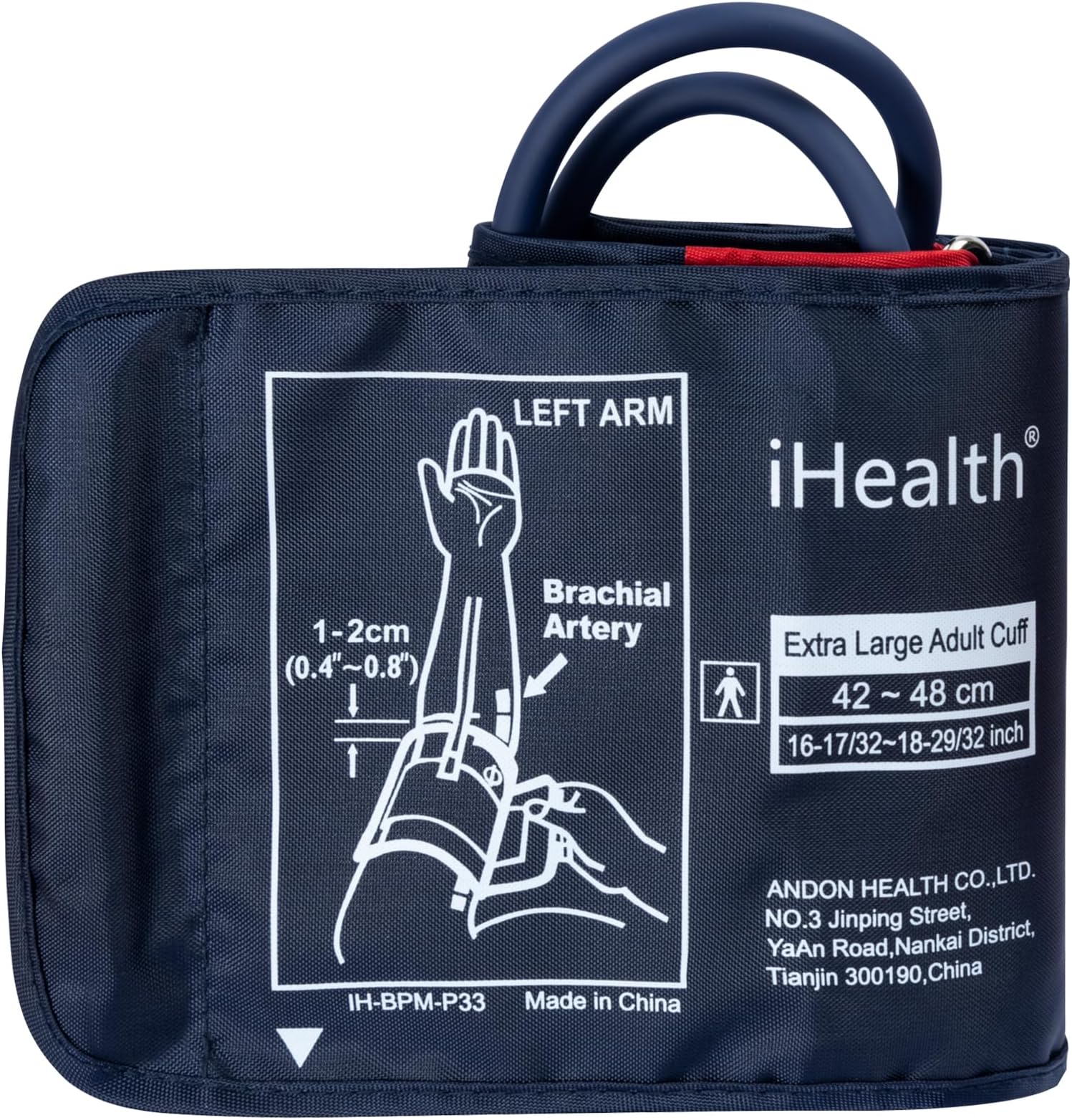 Extra Large Adult Replacement Blood Pressure Cuff for Big Arms (16.5"-18.9", 42-48cm), Compatible for iHealth Track Smart Upper Arm Blood Pressure Monitor, Cuff Only