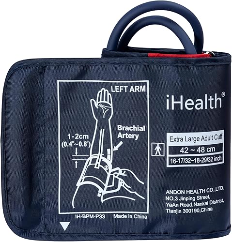 iHealth Brazalete de presión arterial de repuesto extra grande para adultos (16.5-18.9 pulgadas, 16.5-18.9 in), compatible con monitor de presión