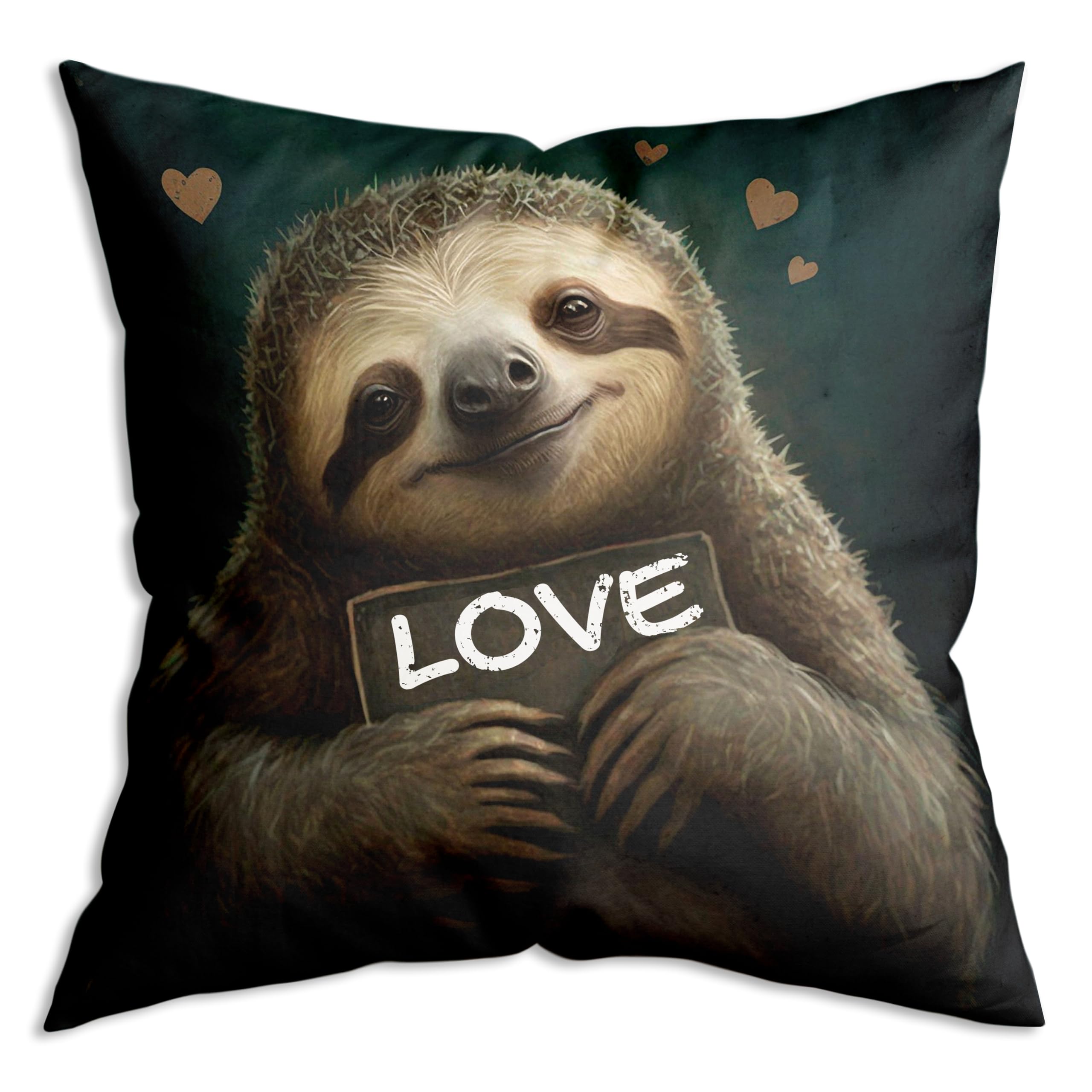 Wild Animal Sloths Love Quote Decorative Throw Pillow Covers 18x18 Inch for Rustic Home Bedroom Living Room Girls Room，Valentines Day Gifts
