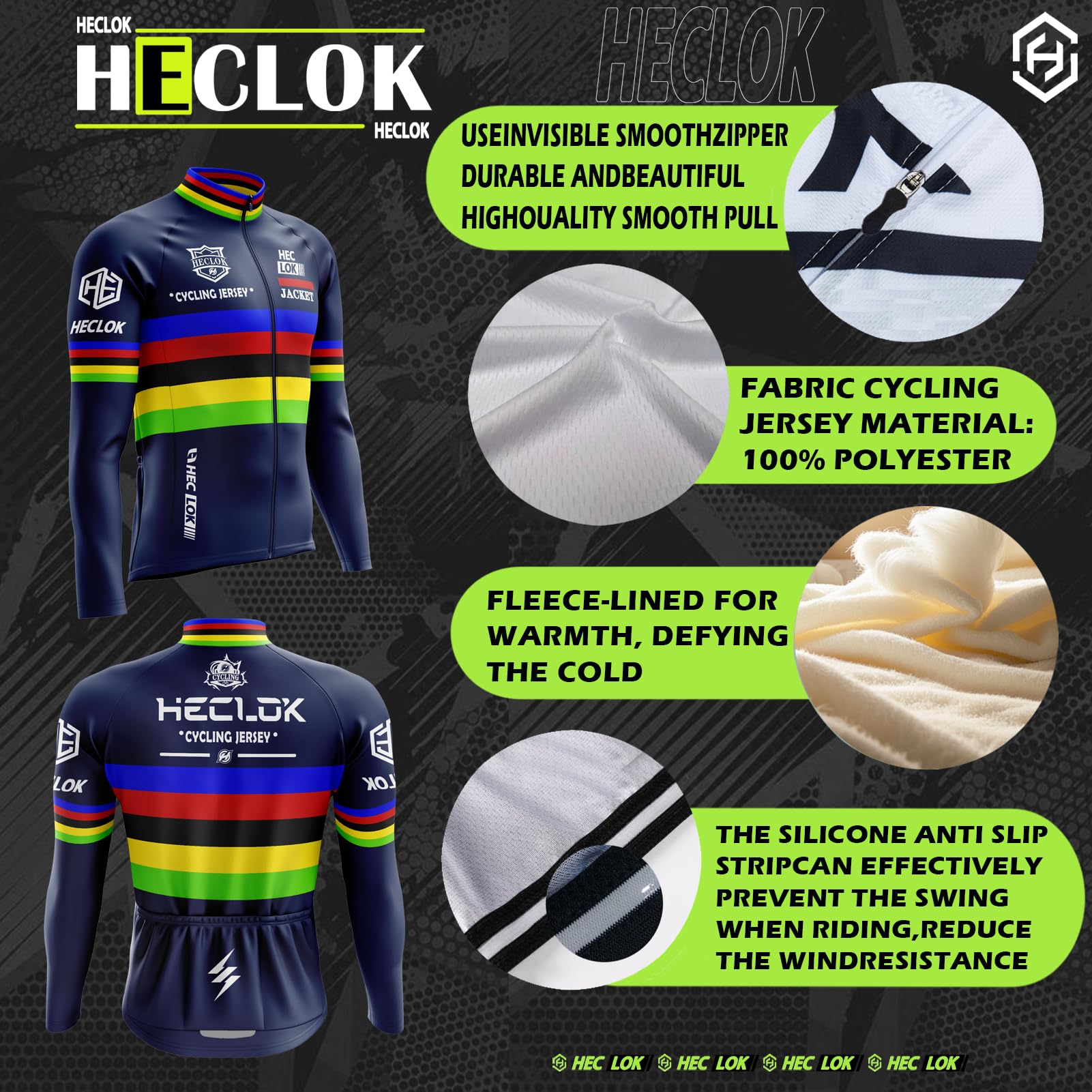 Maillot de Cyclisme Hiver Homme | Ensemble Thermique Polaire à Manches Longues et Culotte avec Gel | Tenue Vélo Route