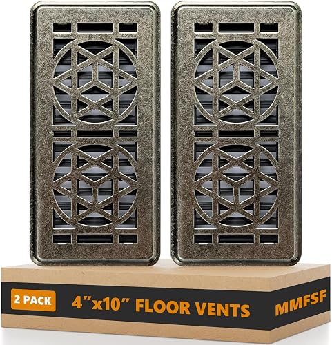 2 Pack Floor Vent Covers, Floor Register 4x10, Heavy Duty Walkable Steel Vent Cover, Adjustable Decorative Vent Covers for Home Floor Ceiling or Sidewall Vent, Rust-Proof Finish