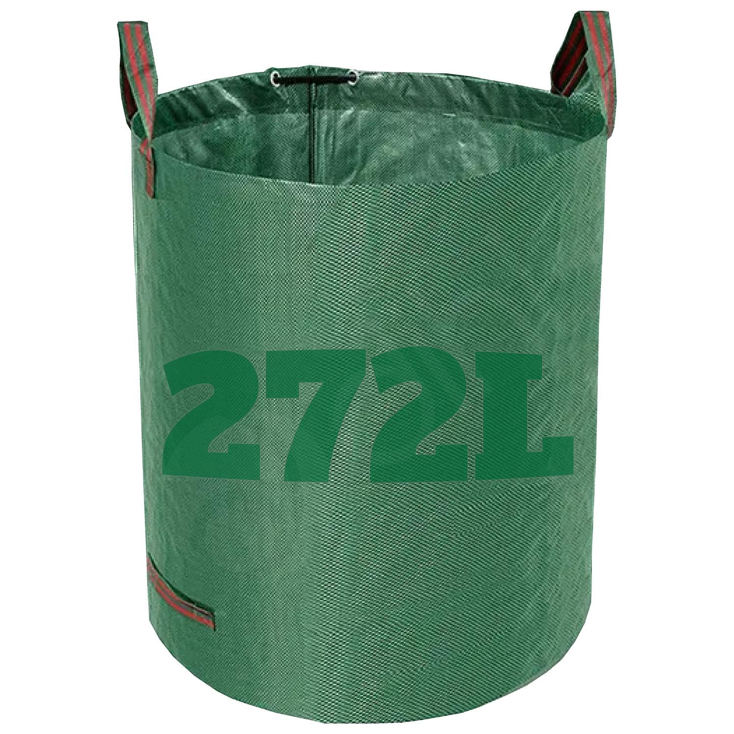 Dihl Green Litre Heavy Duty Garden Waste Bags, Reusable Rubbish Sacks With Upper And Side Handles, Woven Polypropylene. For Waste, Grass, Leaves And More (Pack Of 1, 272, Litres)