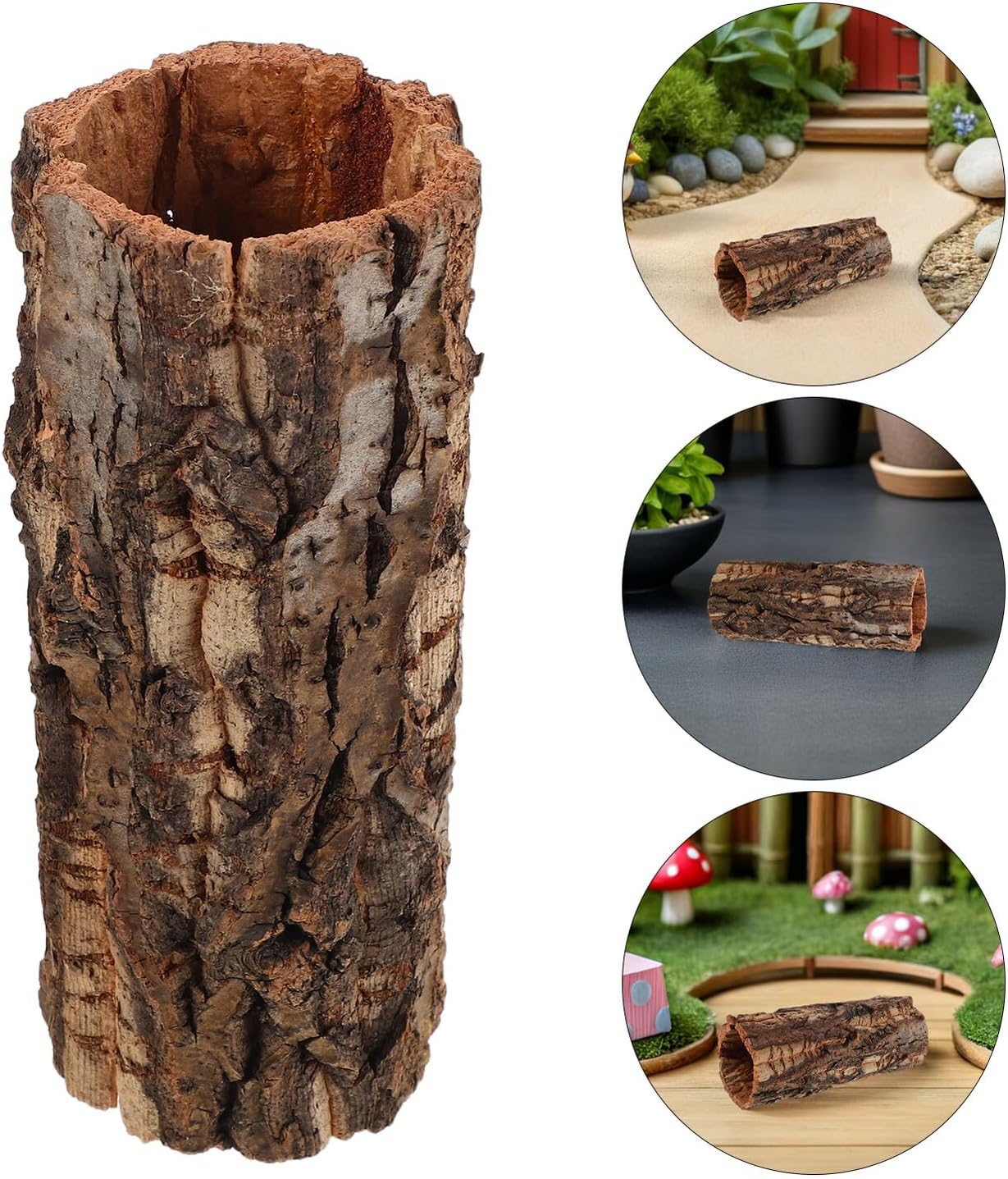 Kisangel Reptile Hideout Cave and Lizard Climbing Hide Wooden Hollow Tree Trunk Shelter for Snake, Gecko, Tortoise Habitat Decor in Terrarium, Suitable for Reptiles and Amphibians