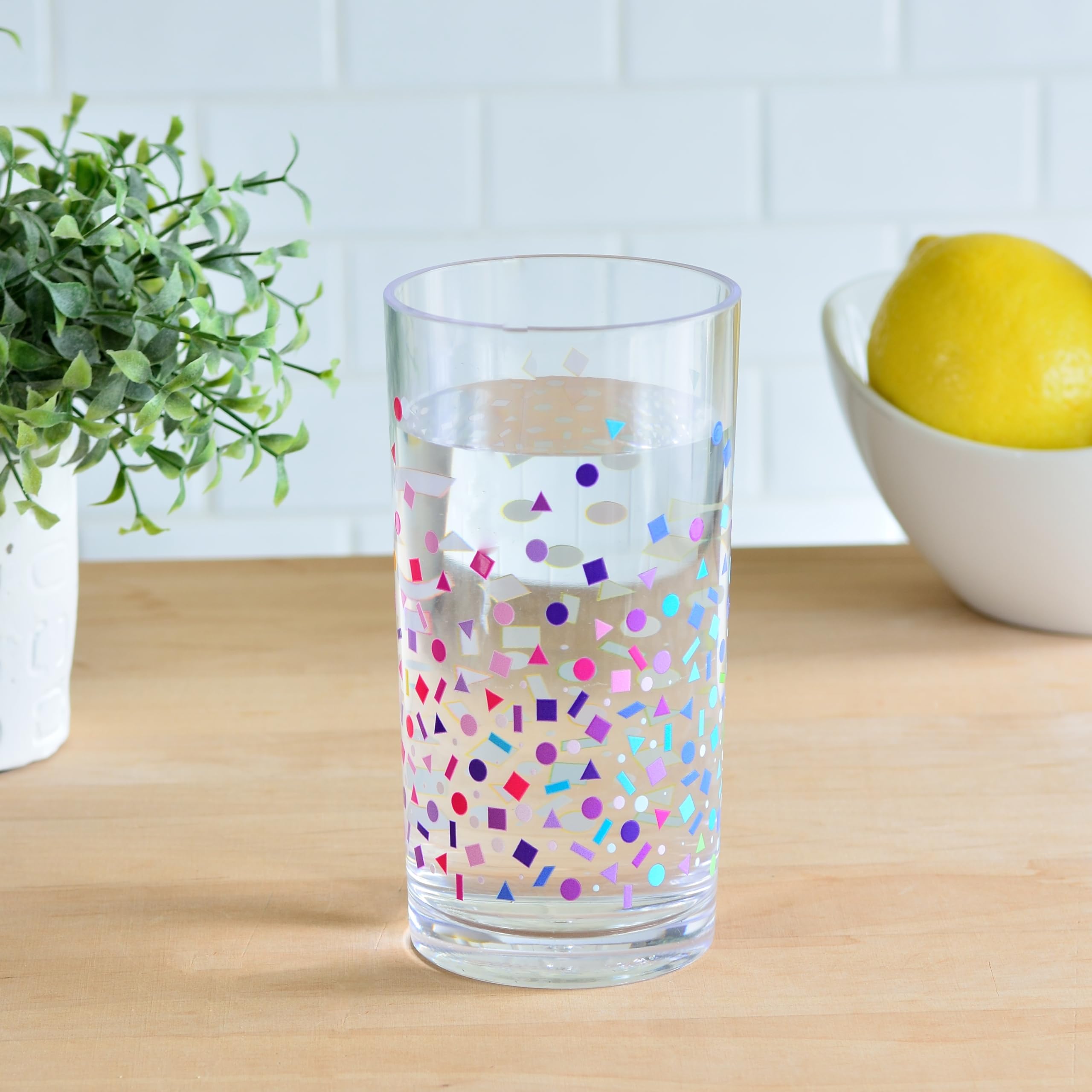 Youngever 4 Pack 16 Ounce Plastic 3D Print Tumblers, Plastic Glasses, Cafe  Break-Resistant Drinking Glasses, Shatterproof Beverage Tumblers (Confetti  Print) : Amazon.ca: Home