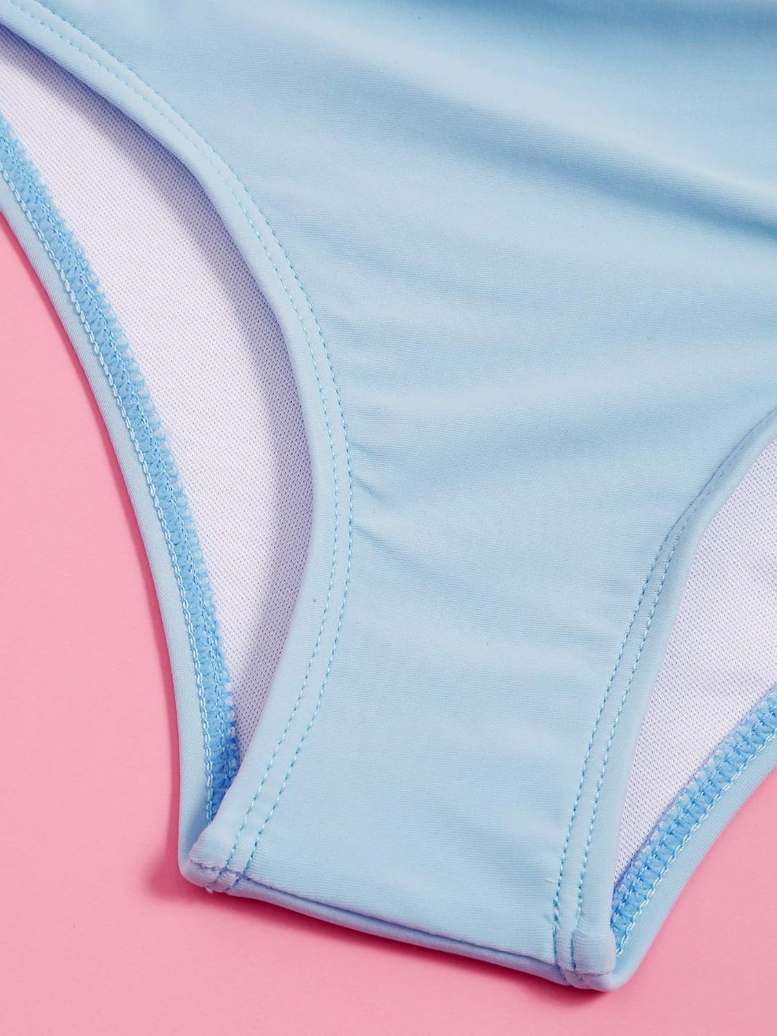 OYOANGLE Girl's 2 Piece Swimsuit Sport High Waist Teen Kids Bikini Set Bathing Suit Swimwear 11 Years Light Blue