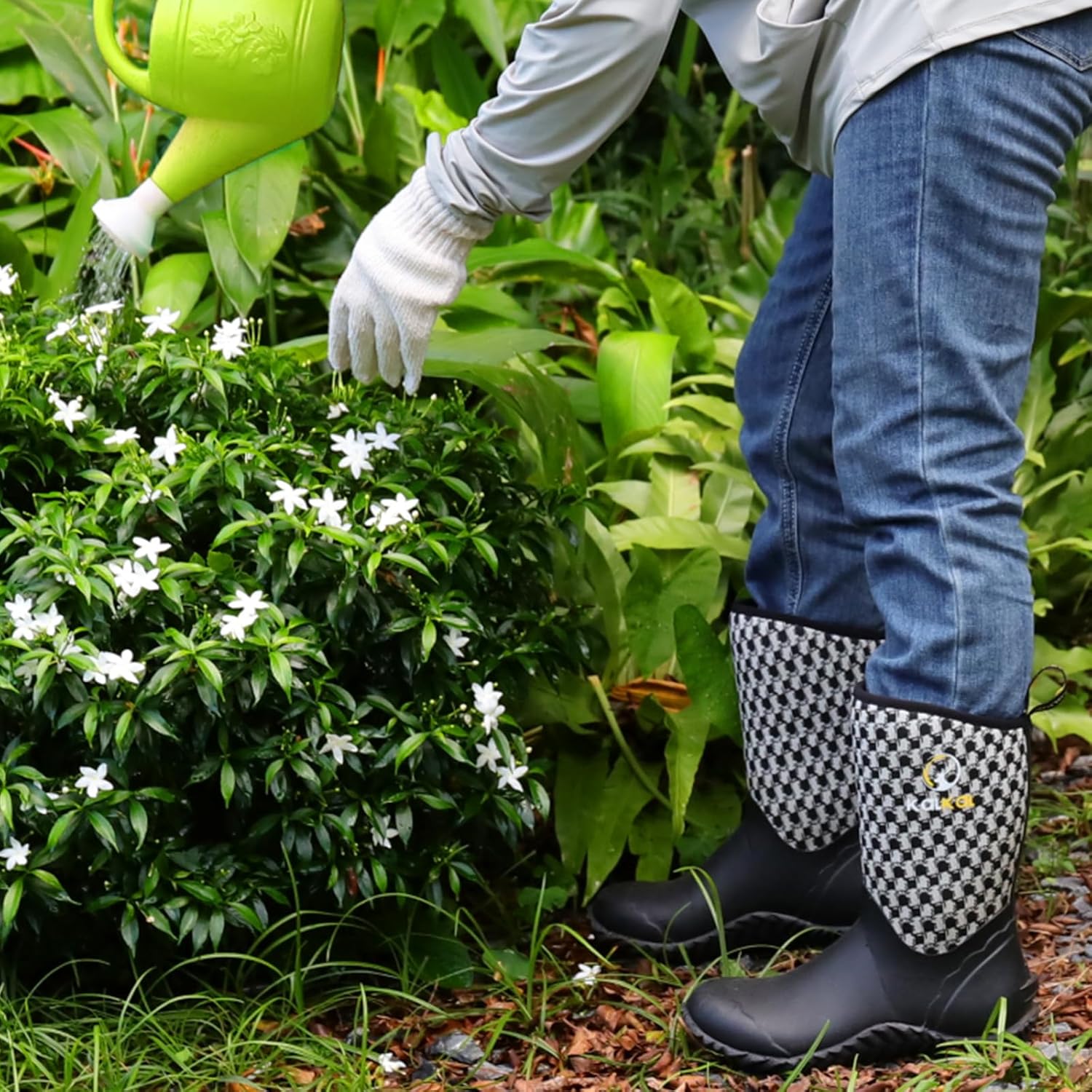 Kalkal Rain Boots for Women, Women's Mud Boots Garden Shoes With Neoprene Rubber, Waterproof Insulated Women Rubber Boots for Gardening Farming and Yard Working