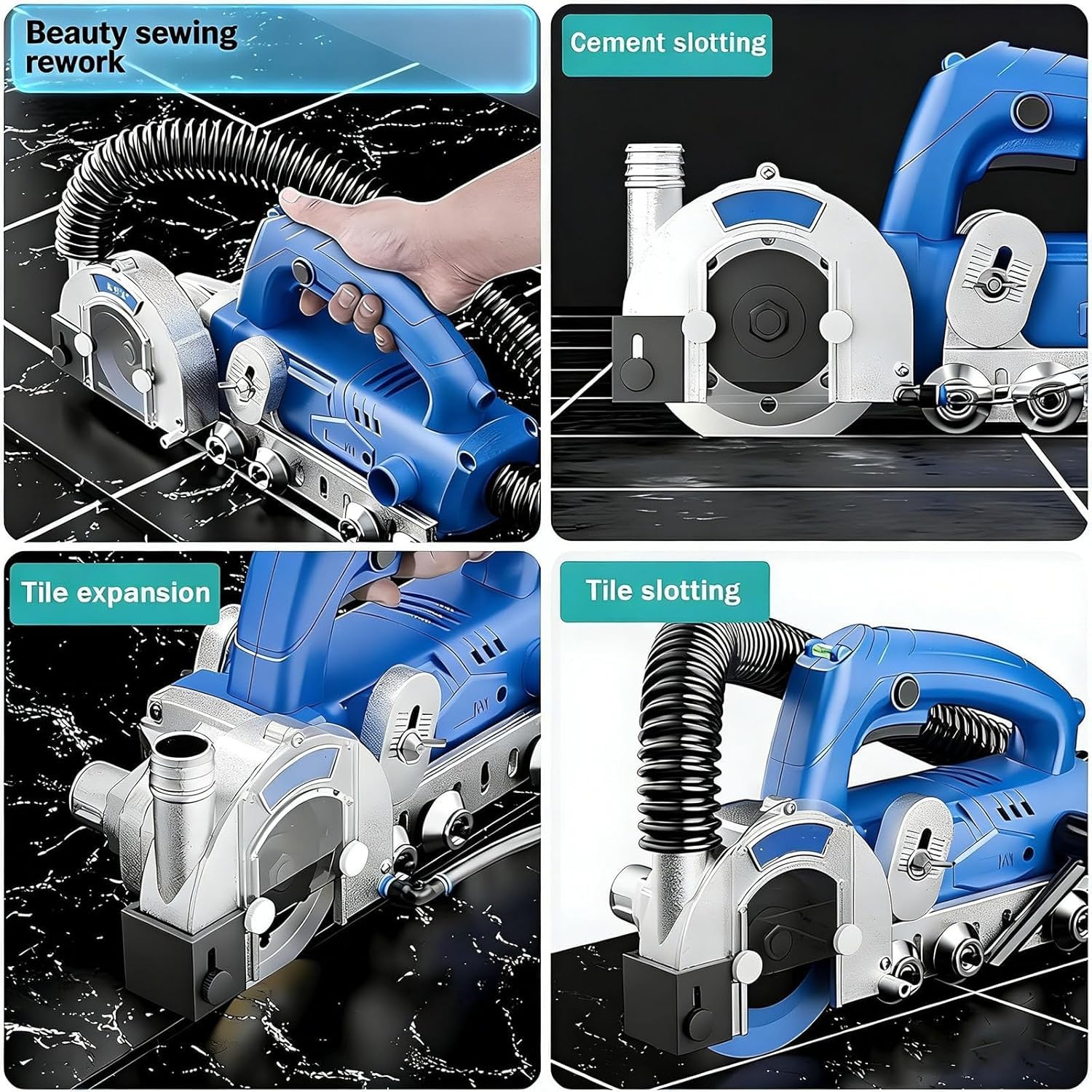 Herramienta eléctrica para Eliminar lechada de 1200 W, 9000 RPM, Limpiador Juntas Azulejos, con Bolsa para el Polvo, para Limpiar Suelos y Paredes, Limpiar lechada Entre Azulejos