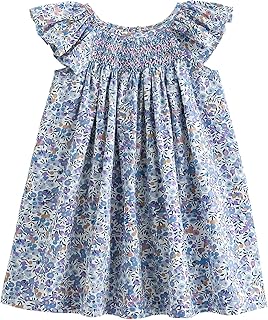 Baby Girl Smocked Dress Summer Casual Short Sleeve Dresses Floral Print Sundress Princess Dress for Toddlers - Buy now