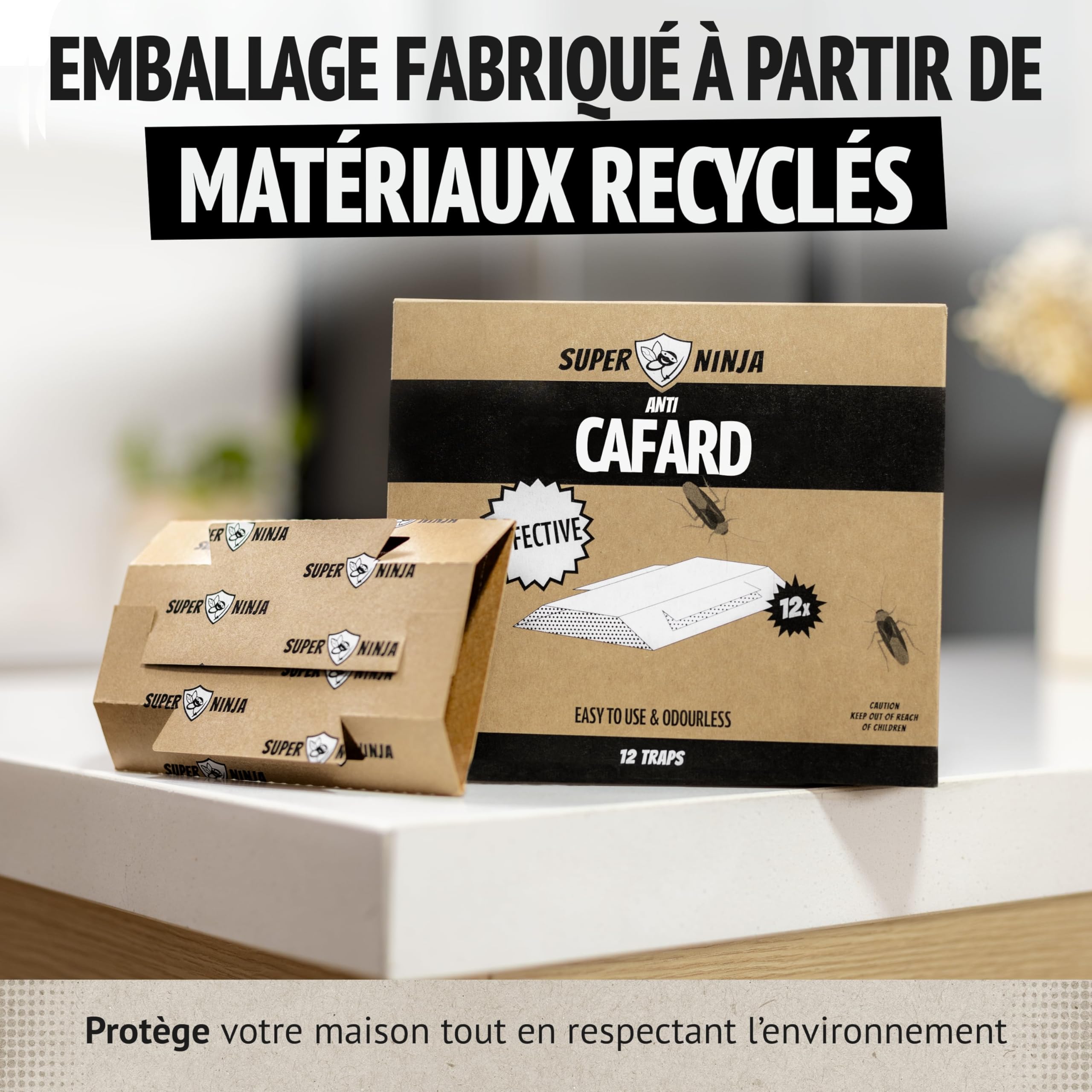 Pièges Cafards Super Ninja 12 Pièges Collants Anti Cafard Non Toxique