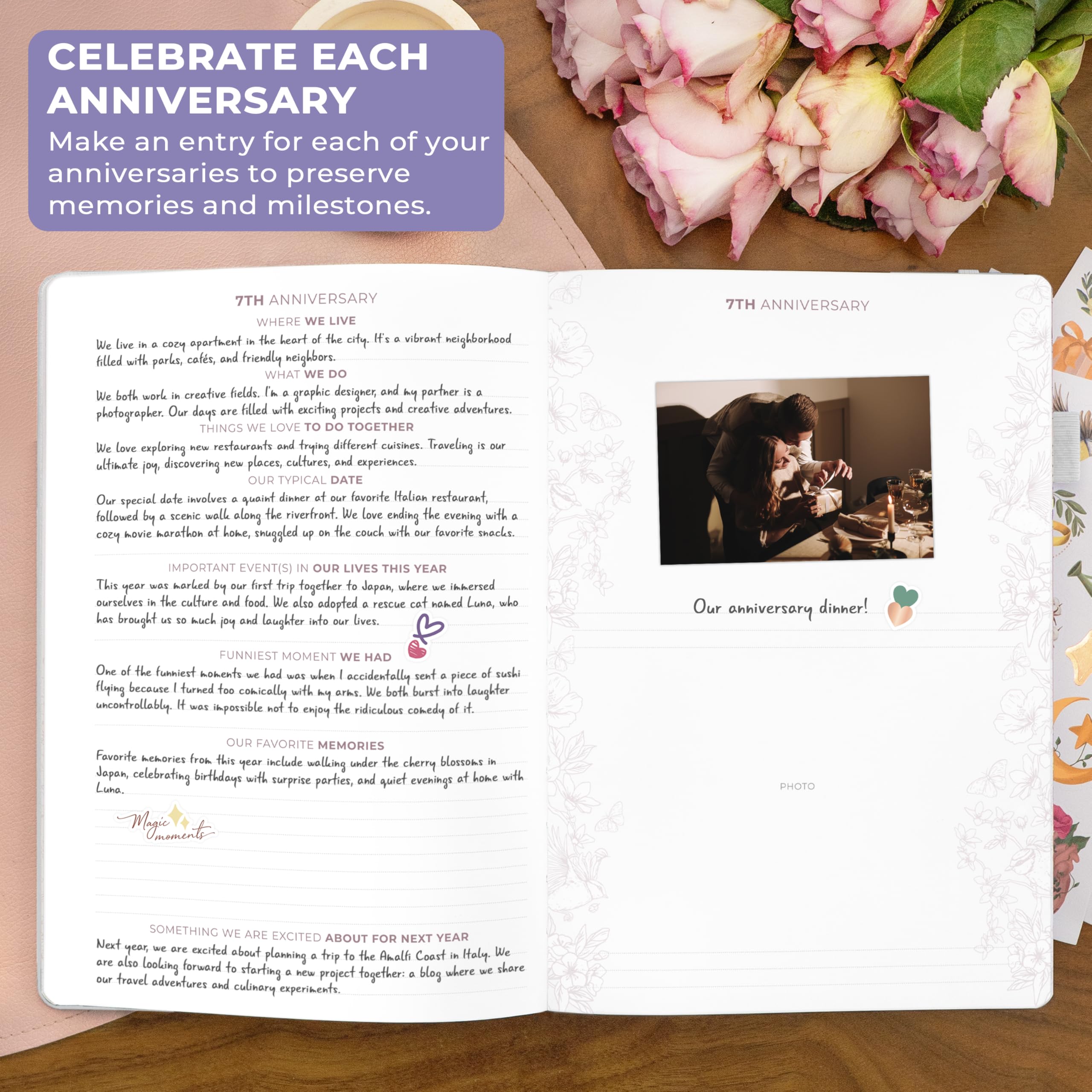Clever Fox Journal d'anniversaire – Livre de souvenirs pour couple et album photo avec espace d'écriture – Cadeau de mariage (blanc)