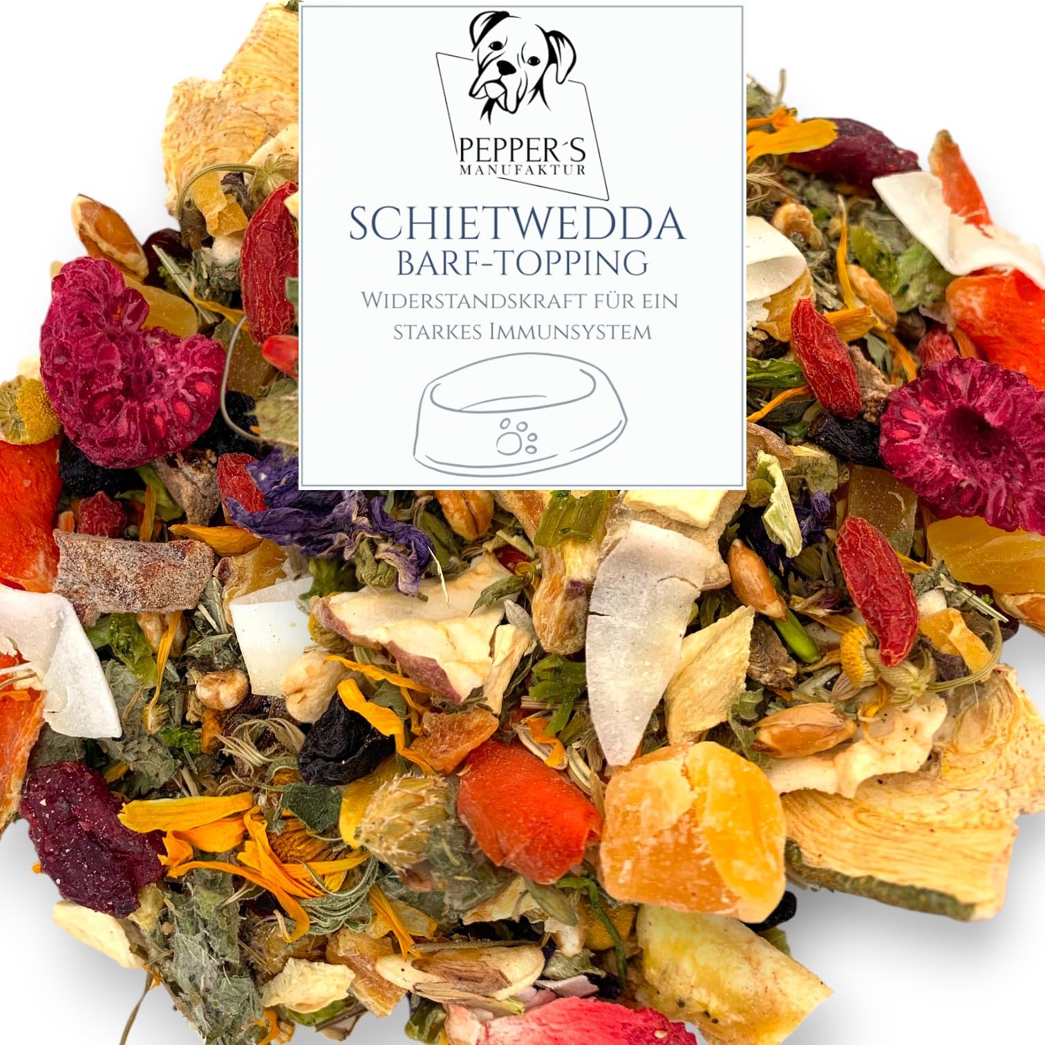 Schietwedder von Pepper’s Manufaktur – Herbstliches BARF-Topping & Ergänzungsfutter für Hunde | Immunstärkung, Fellwechsel-Unterstützung & Vitalität | natürliche Kräuter- Obst-& Gemüsemischung (1000g)