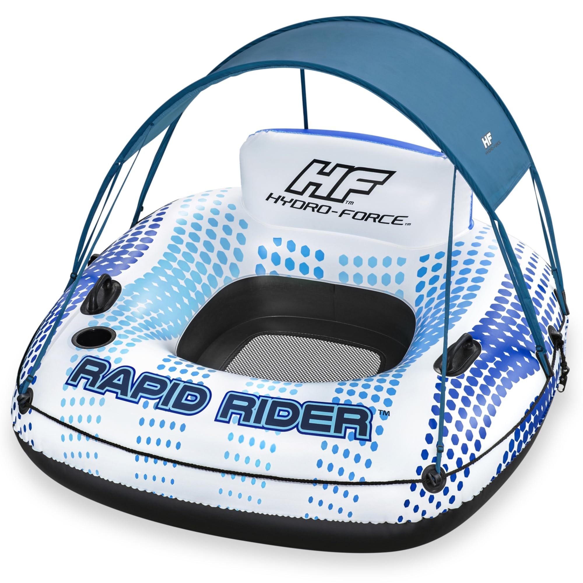 Hydro-Force Rapid Rider Canopy Tube 54" x 54"| Durable Inflata-Shield Material | UV Sun Protection | Built-in Cup Holder | Heavy Duty Handles. Ultimate Water Fun