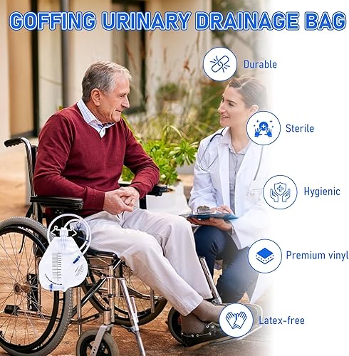 Miniatura 6 de Bolsas de catéter, bolsa de drenaje urinario de 67.6 fl oz, bolsas profesionales de orina con cámara antirreflujo mejorada, tubo de drenaje grueso