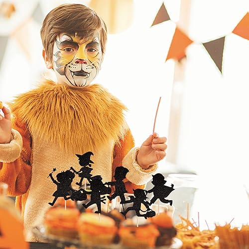 Miniatura 4 de 24 piezas de palillos de cupcakes con purpurina negra para trucos o tratos, adornos de cupcakes de Halloween para baby shower, fiesta de cumpleaños