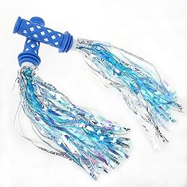 SAPLIZE Kids Bike Handlebar Grips, Shorter Length(4.13), for Kids Girls Boys Bikes, Balance Bikes, Road Bikes and Scooters, with Tassel Streamers, Blue