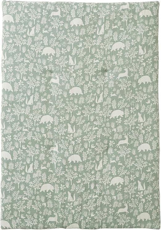 VERTBAUDET Fond de Parc Matelassé Réversible 75 x 100 cm en Gaze de Coton et Jersey (Vert Sauge En Forêt)