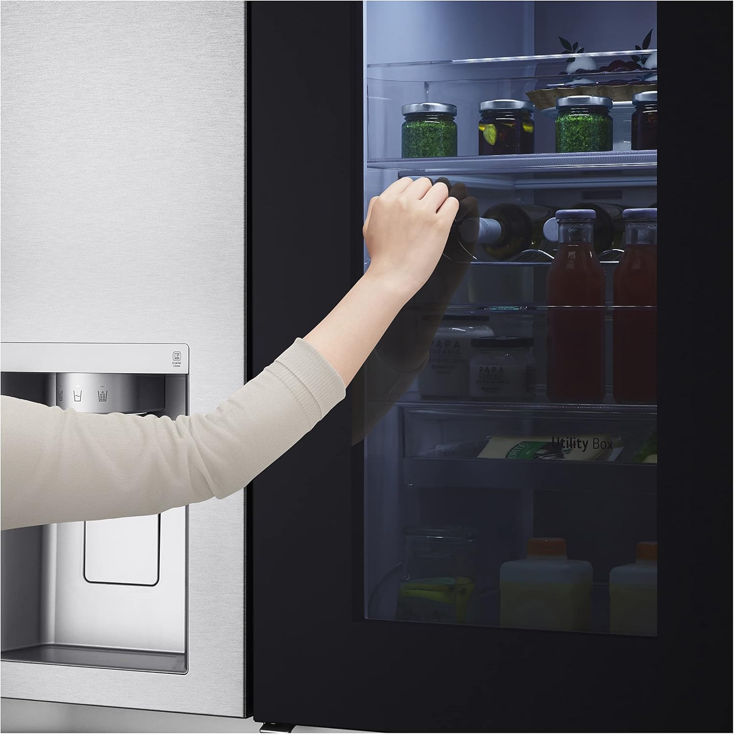 LG GSXV90MBAE side-by-side fridge with fixed water connection | InstaView [Classe di efficienza energetica E]