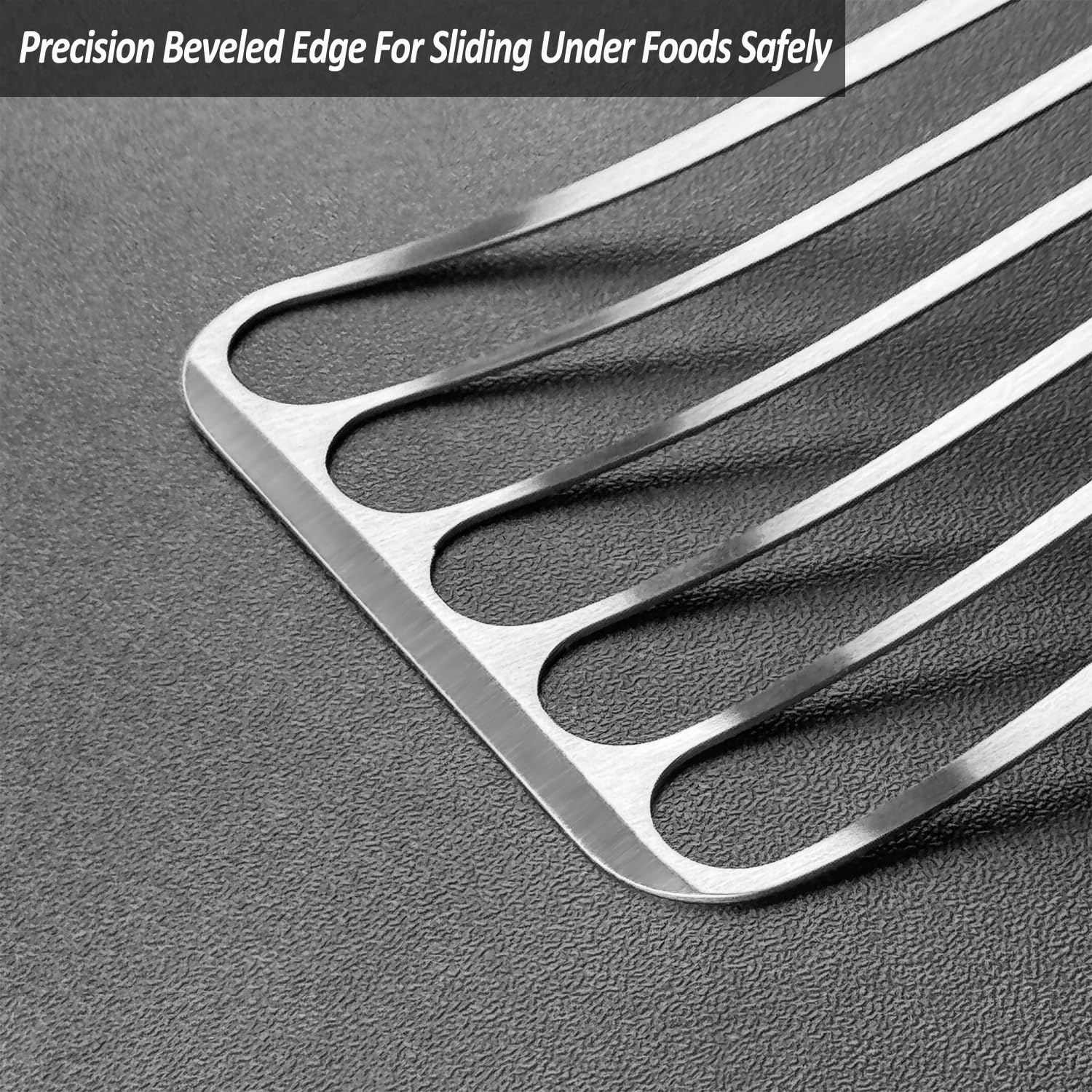 Paquete de 2 espátulas de pescado, espátulas ranuradas de acero inoxidable para voltear, girar, freír y asar, 3 x 6 pulgadas + 4 x 8 pulgadas, espátulas ranuradas de metal, mango de espiga completa de
