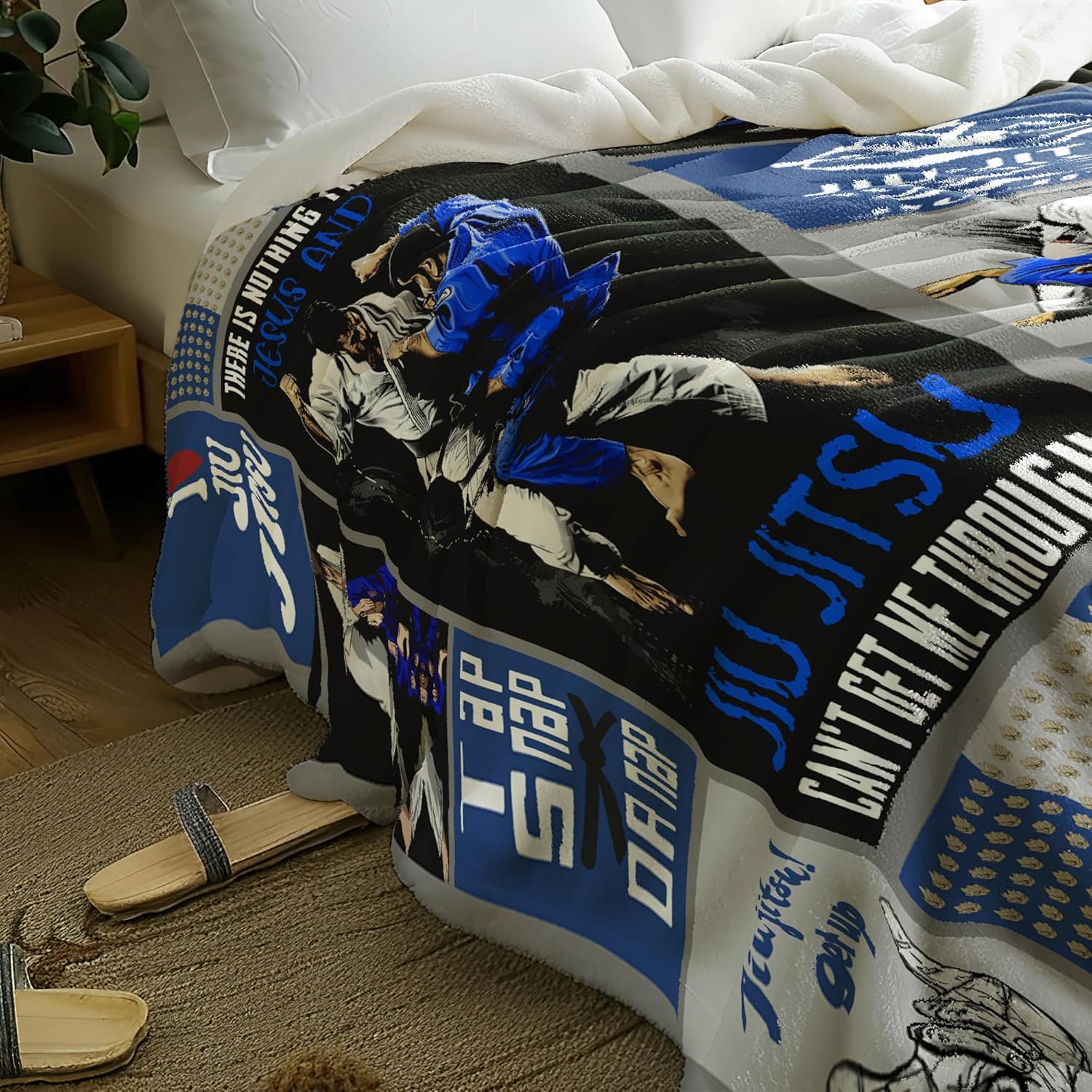 Jiu Jitsu Gifts Blanket, Soft Warm Flannel Throw Blankets, Jiu Jitsu Gifts for Men Boys, Lightweight Nap Print Blanket for Office Sofa Bed 60x50 in