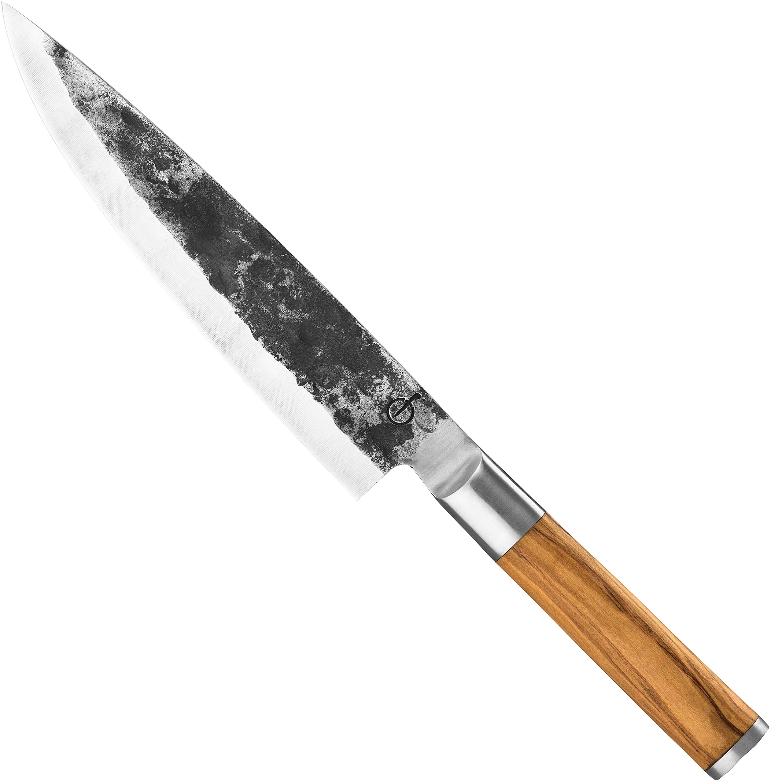 Forged Olive - Cuchillo de cocina (20 cm, hecho a mano, en caja de madera)