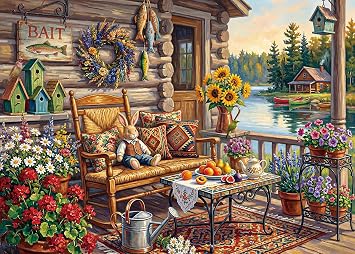 HUADADA 500 Piece Puzzles for Adults - Cabin by the Lake - Jigsaw Puzzles for Adults 500 Piece Educational Games Premium Rustic Scenery Puzzle for Stress Relief Gifting