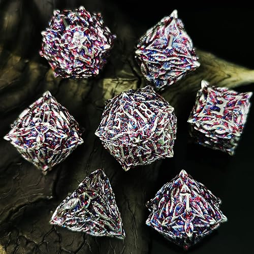 Miniatura 2 de Juego de dados de metal DND Flash Magic Vine Leaf 7 piezas de dados poliédricos D&D aplicables a DunFgeons and Dragons Gift Juego de dados de rol