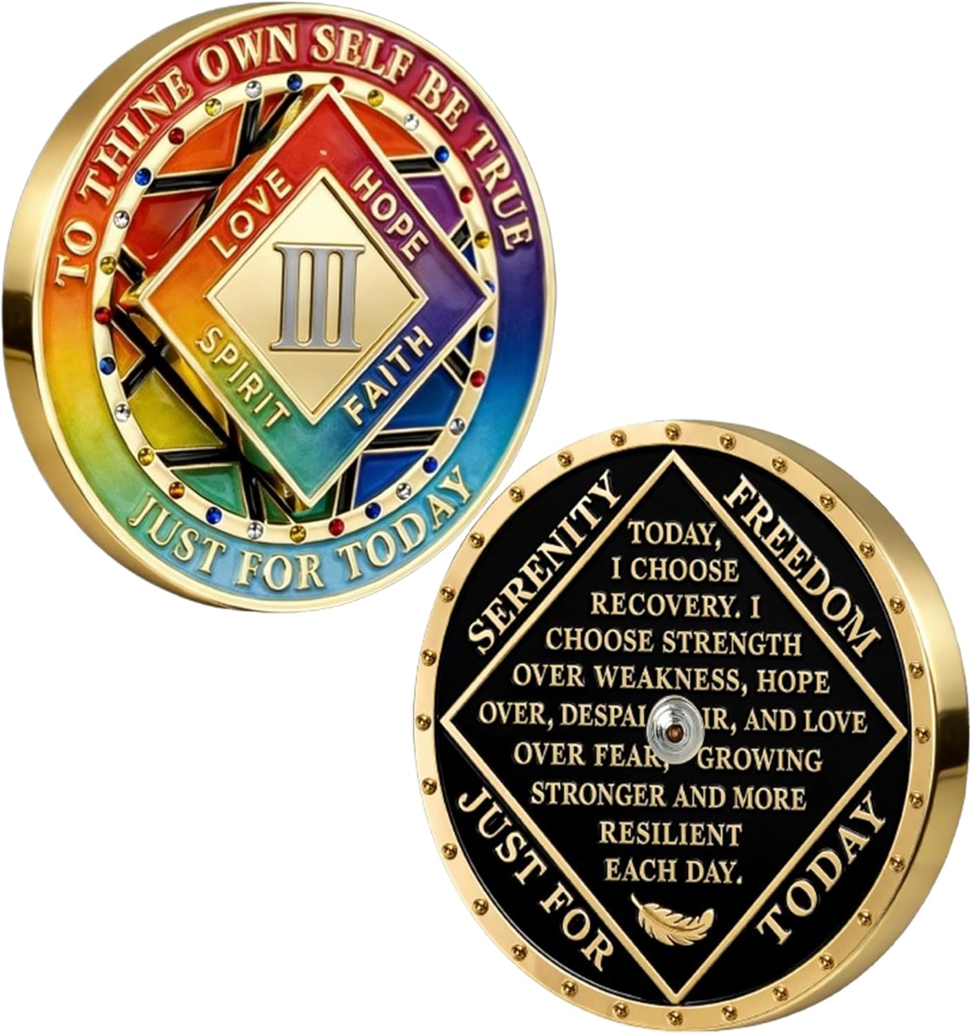 Imasoner 3 Year Rotating Sobriety Coin NA Recovery Medallion, Spinner AA Sobriety Chip with Serenity Prayer, Inspirational Affirmation Recovery Token, Clean Time Sobriety Gift for Men Women