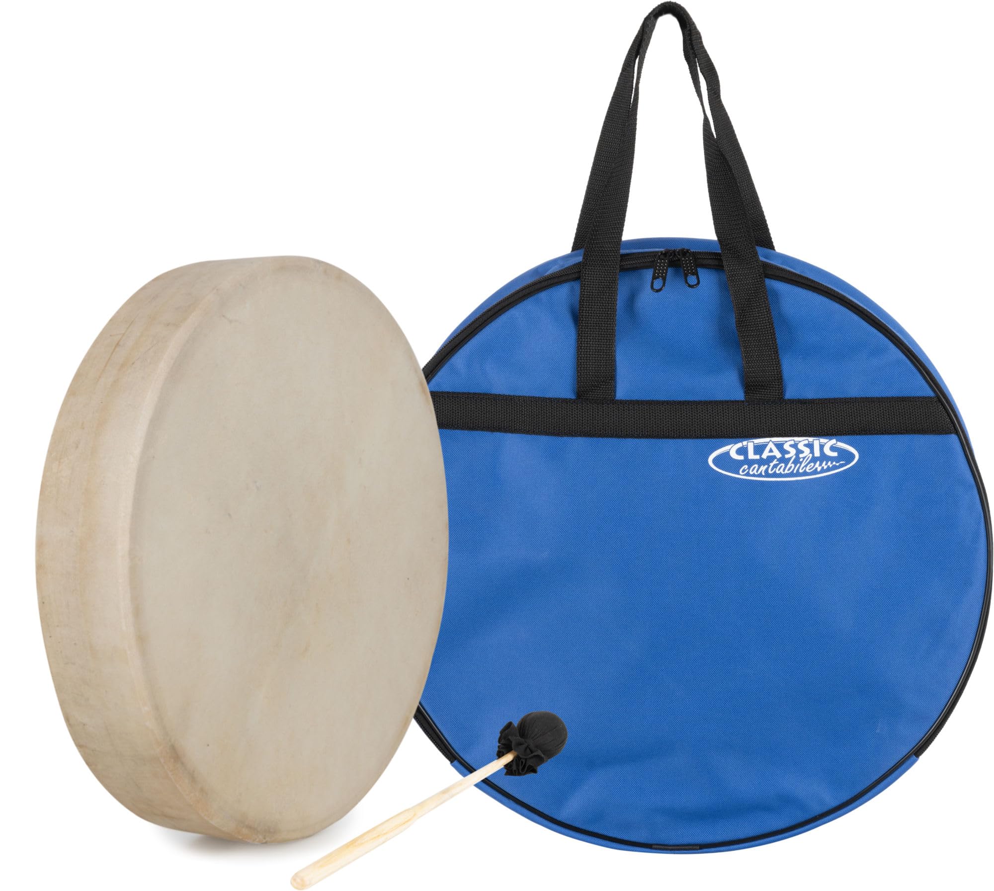 Classic Cantabile SD-18 Tambour Chamanique 18" Ensemble Avec Housse | Trommel, Recouvert d'une peau de chèvre, Mailloche incluse, Tension par cordage avec sangle de maintien, Profondeur: 7, 5 cm