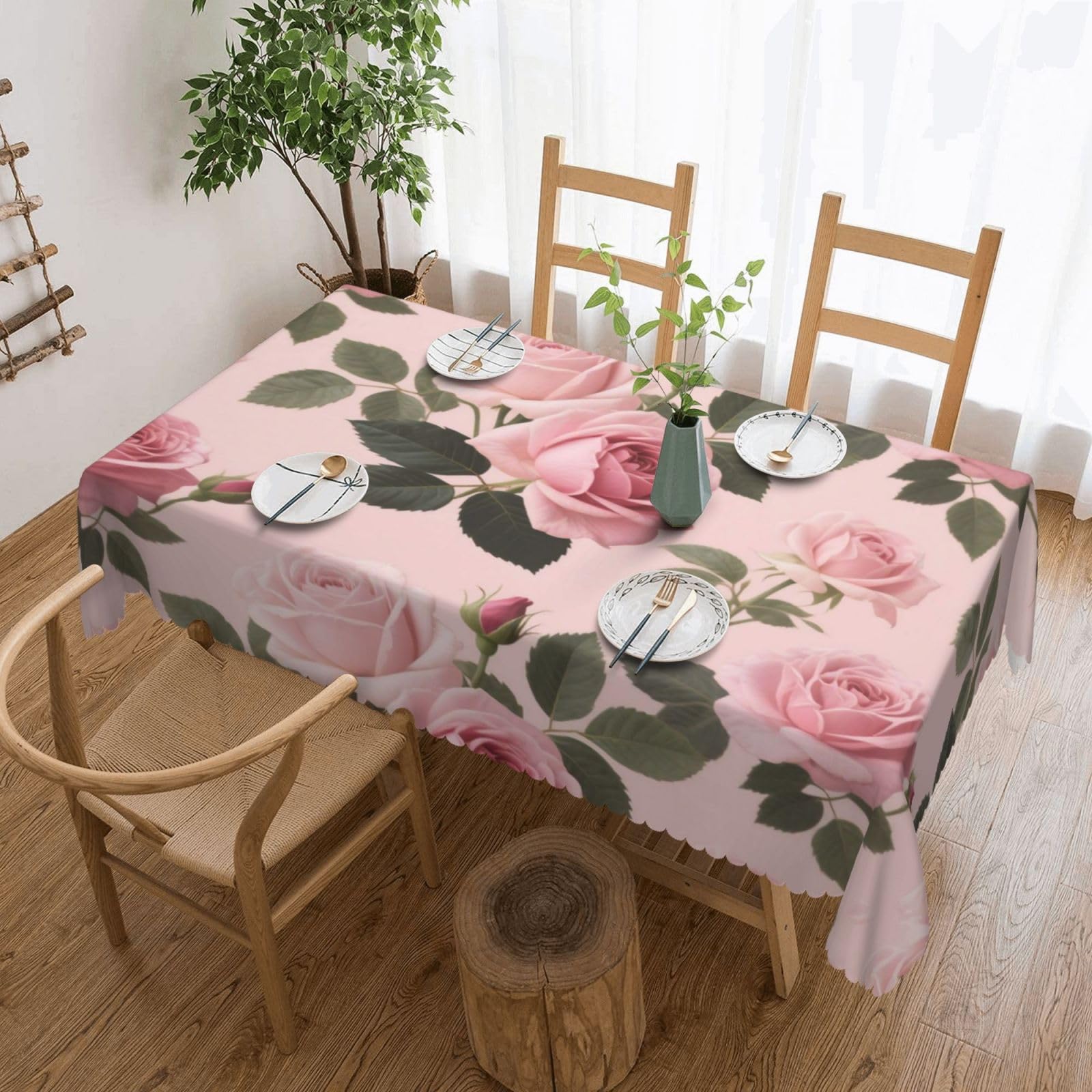 Nappes anti tache à roses pour repas de fête et salle à manger