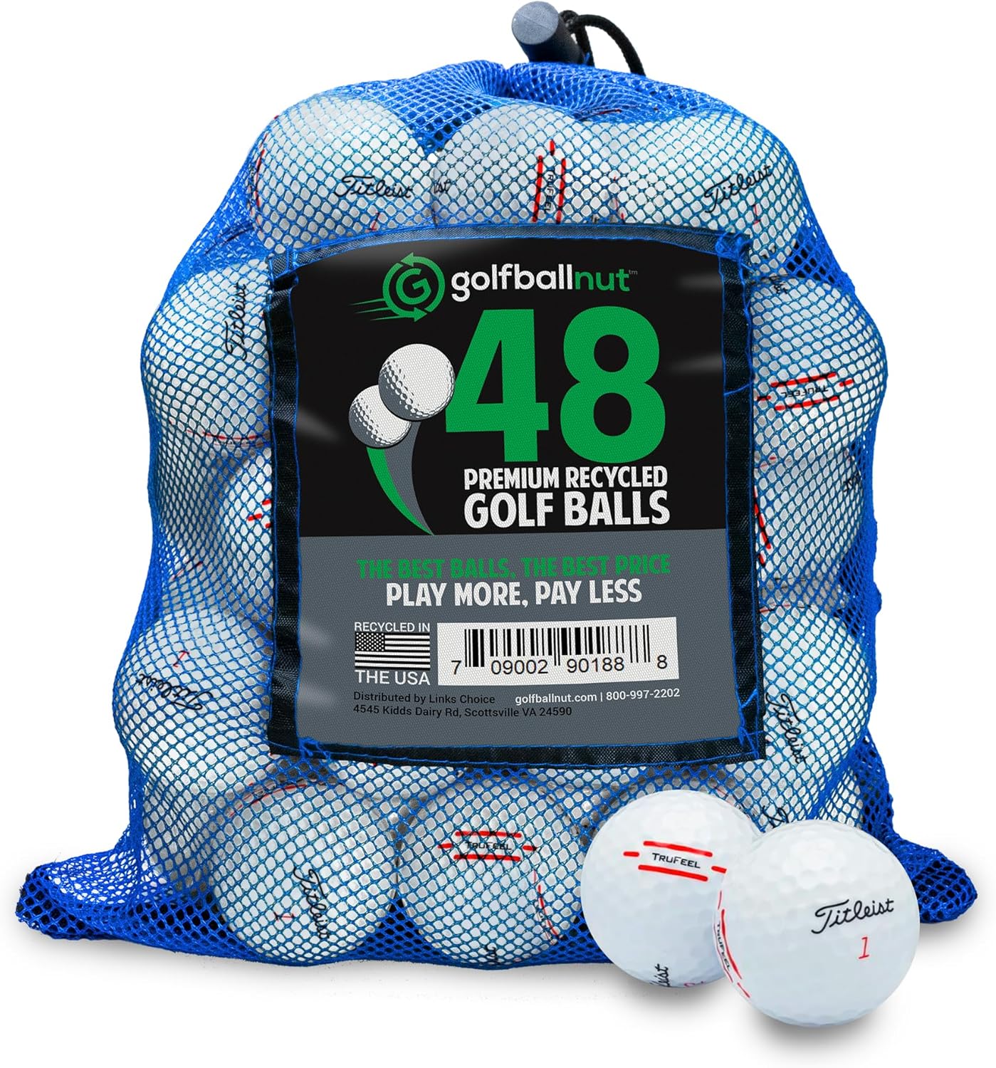 Used and Recycled for Titleist Tru Feel Mint 5A (White & Yellow) (24 & 48) Golf Balls Mesh Bag Included