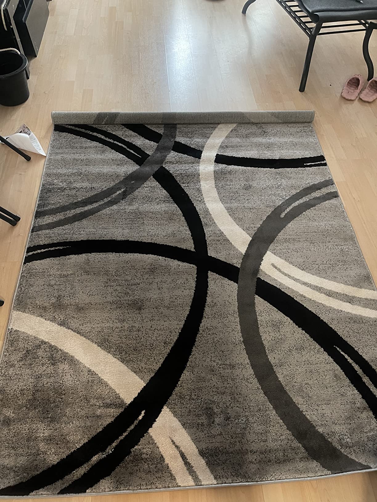 27/mo Finance Modern Wavy Circles Design Area Rug 9' x 12