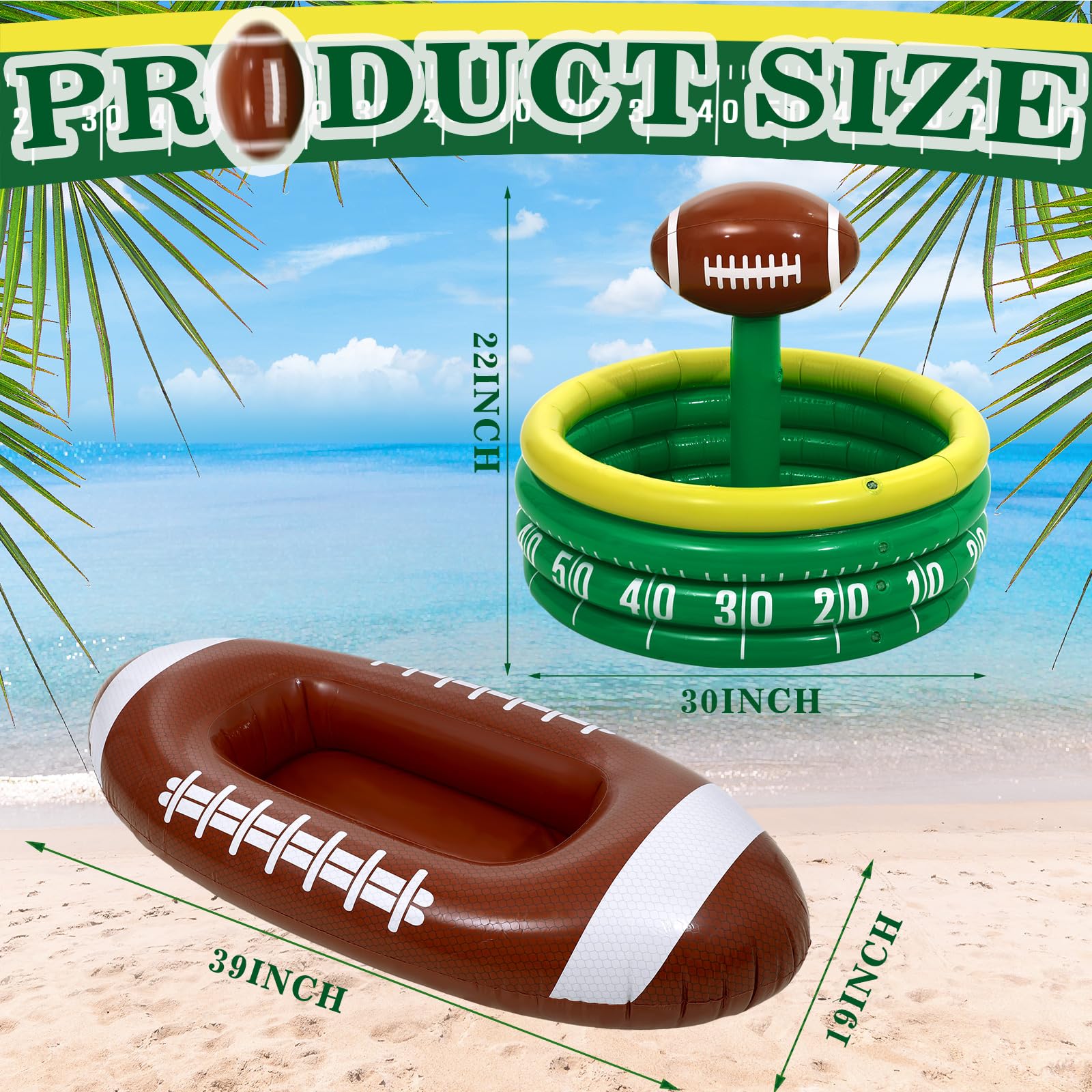 Bencailor 2 Pcs Inflatable Football Cooler for Parties Blow up Drink Rugby Cooler Party Decorations Football Party Supplies Inflatable Ice Bucket for Game Day Picnic Beer — Amazon image 3