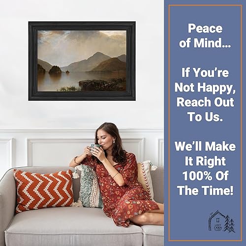 Miniatura 5 de Lost Cabin Lake George 2 de John Frederick Kensett  Marco biselado negro de lienzo  Reproducción de pinturas de obras de arte finas  Póster