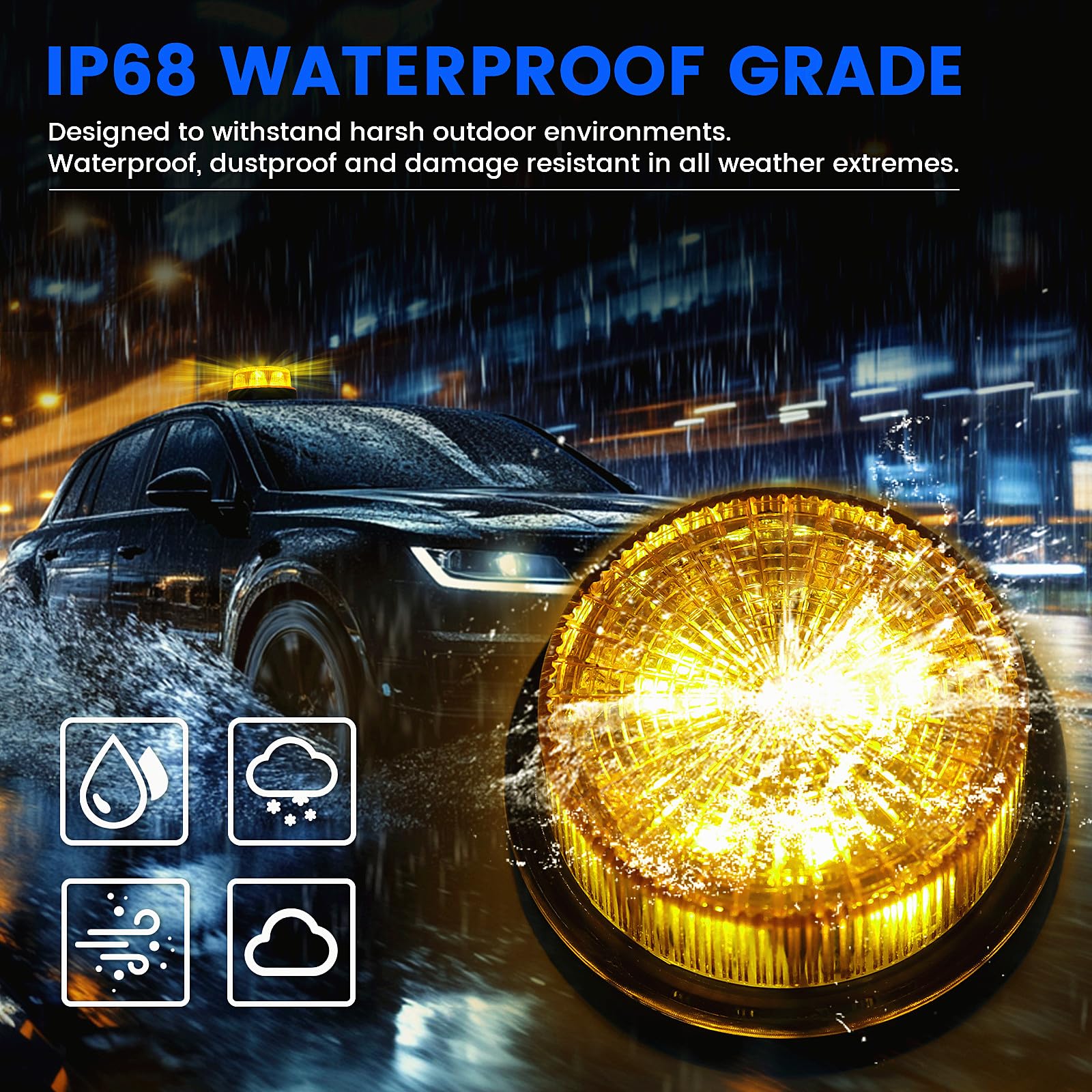 Lampeggiante A LED 24 LED Per Auto – 72W, 8 Modalità, Colore Ambra (o Altri Colori)