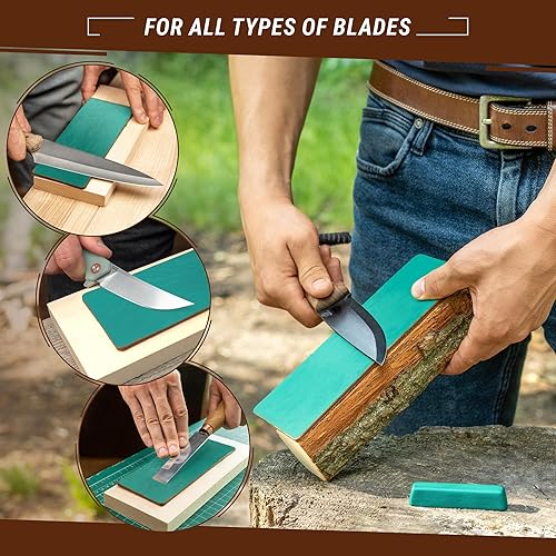 Miniatura 3 de BeaverCraft Stropping LS2P1 - Kit de grapado de cuero para afilar cuchillos LS2P1, 3 x 8 pulgadas, afilador de cuchillos con compuesto de pulido de