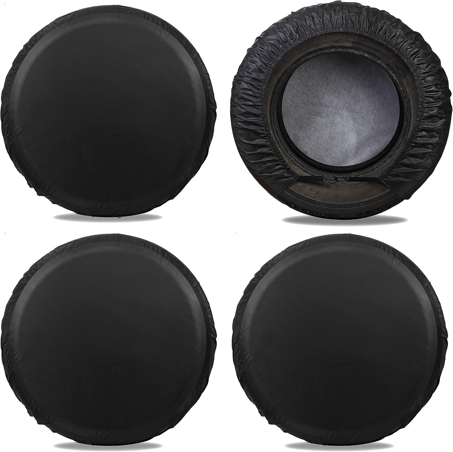 Moonet Tire Covers for RV Wheel (4 Pack Black), 4 Layer Oxford Waterproof UV Sun Protectors for Motorhome Boat Trailer Camper Van SUV,D56cm x H28cm for Diameter 19"-21.5"