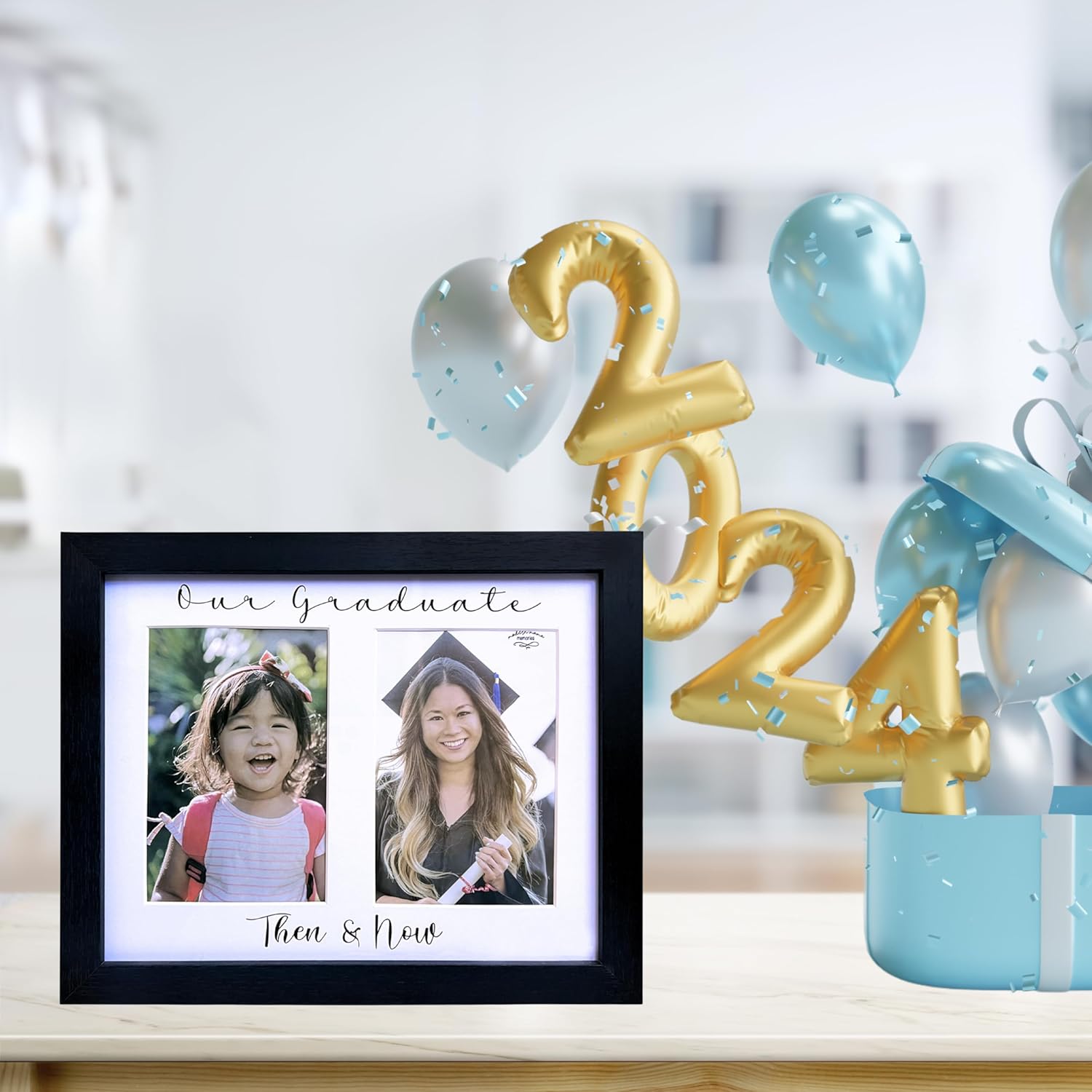 Then and Now Graduation Picture Frame, Double 4x6 Photo Frame, Class of 2026 Graduation Frame, School Picture Frame Pre-K to 12 Display, Grad Party Decor, Graduation Gifts