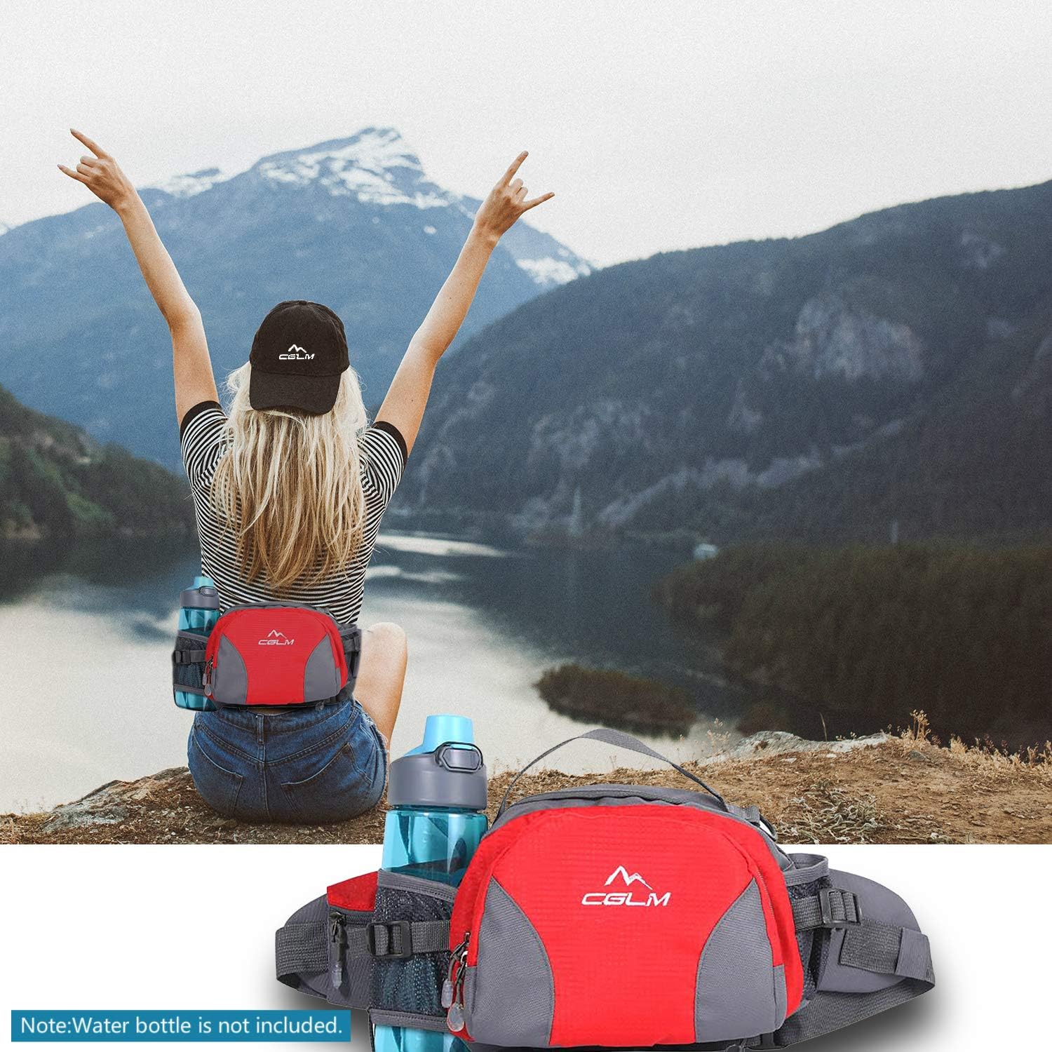 Hiking Fanny Pack For Women Men Water Bottle Holder Running Waist Pack Running Belt Lumbar Pack Waterproof for Outdoor Travel Cycling Climbing Walking for iPhone iPod Samsung Phones Red