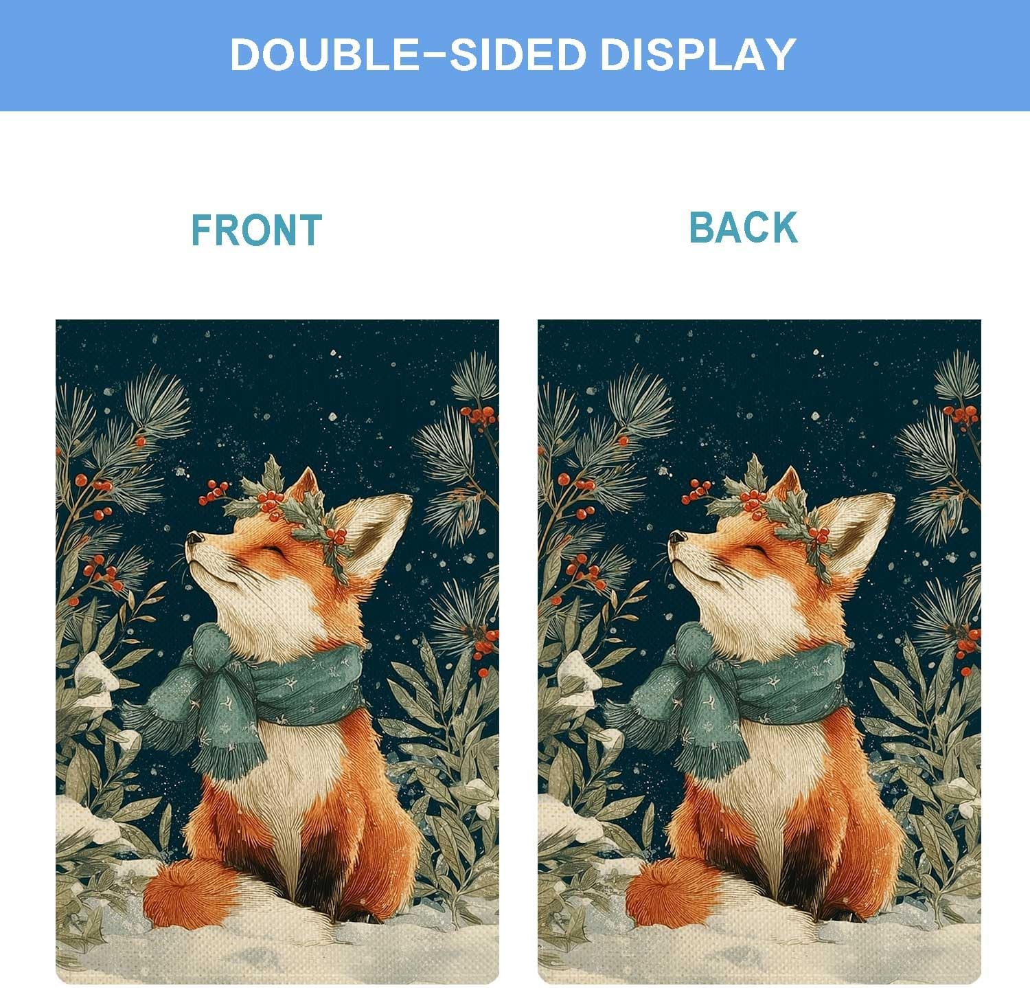 Welcome Winter Garden Flag Cute Fox Garden Flag Vertical Double Sided Rustic Farmland Burlap Yard Lawn Outdoor Decor 12.5x18" - Image 4