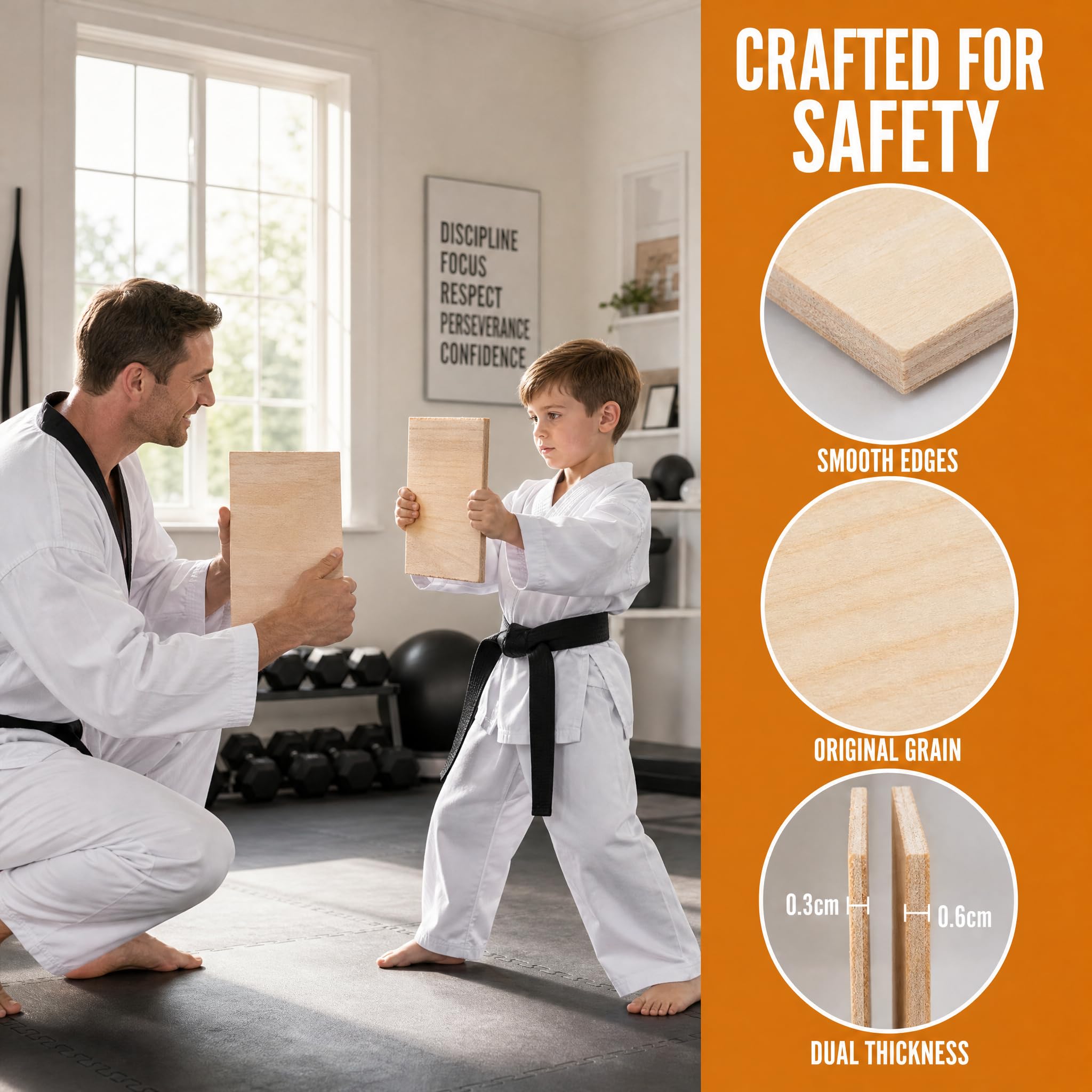 Veemoon 20 fogli di legno per pausa taekwondo, arti marziali, karate, boxe, allenamento, 0,3 cm, 0,6 cm