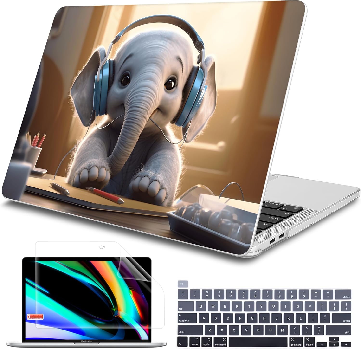 Tuiklol Case for 2022 MacBook Pro 13 Inch M2 Clip, 2021 2020 Release M1 A2338 A2289 A2251, Hard Shell Case for MacBook Pro 13.3" with Touch Bar Fits Touch ID and Retina Display, Elephant