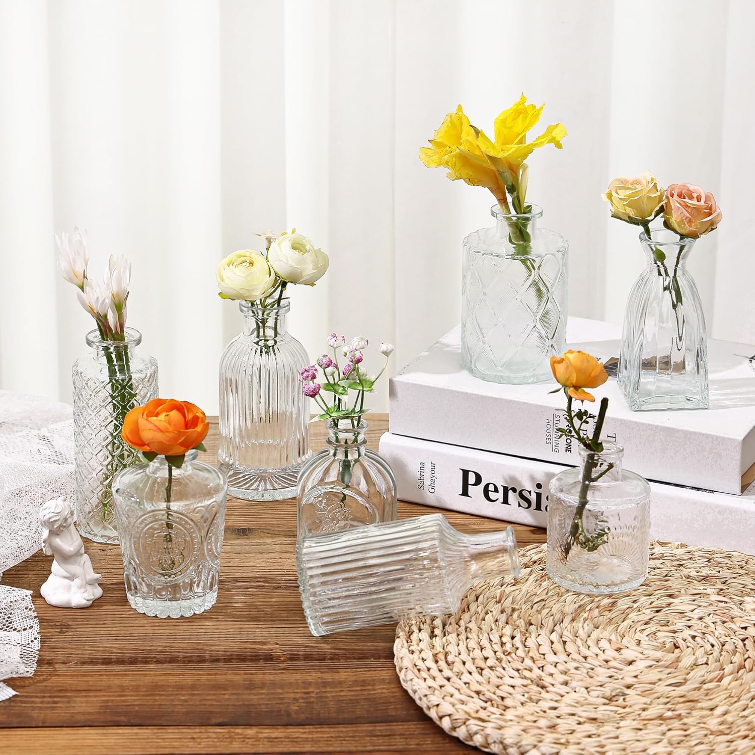 15 Pcs Glass Bud Vase Set,Assorted Clear Glass Vases for Flower Centerpieces Wedding & Party Decor,Home Table Decorations,Bud Vases in Bulk for Housewarming