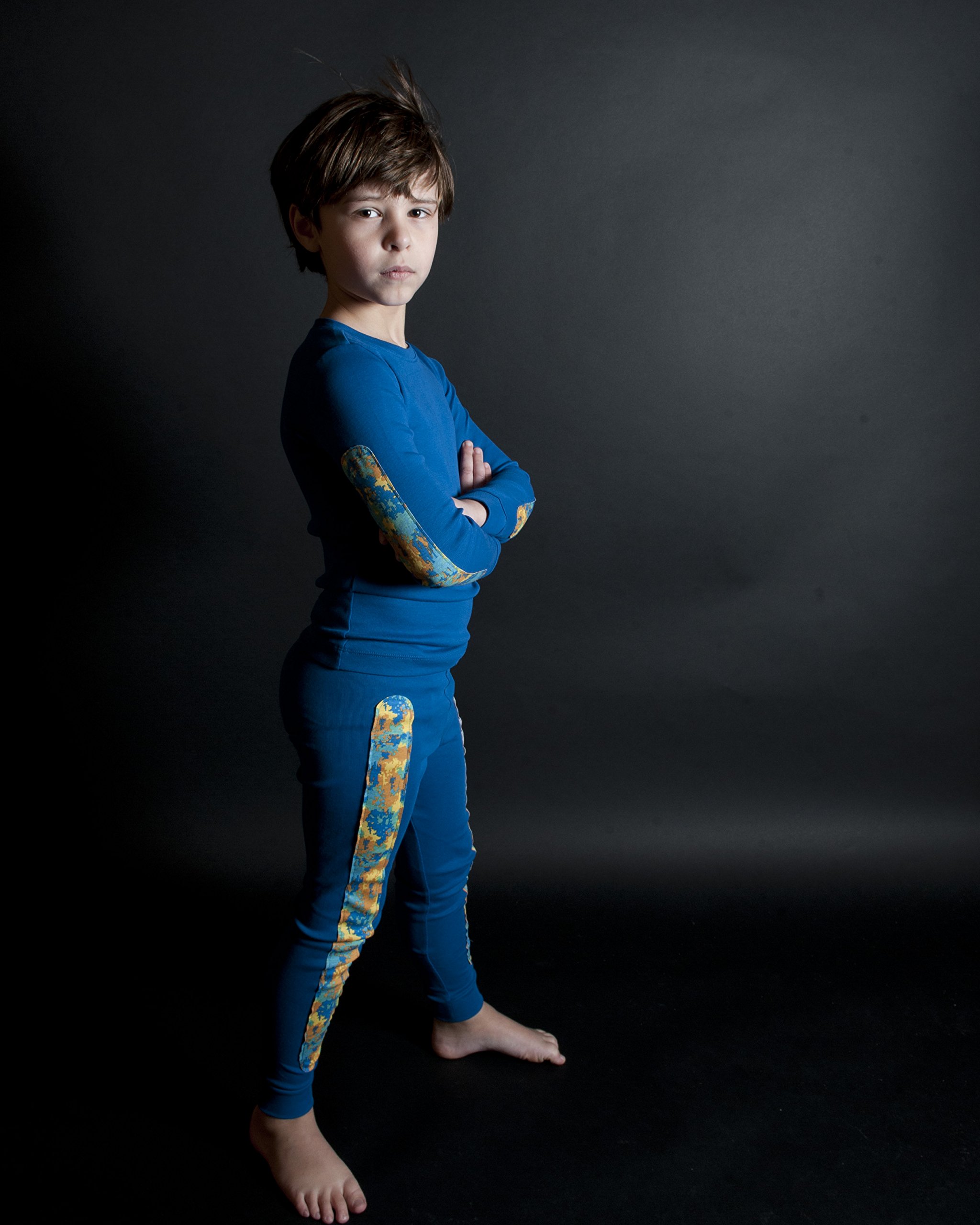 Little Twig & Sparrow Boys True Blue with Elbow Patch 2 Piece Pajama Set