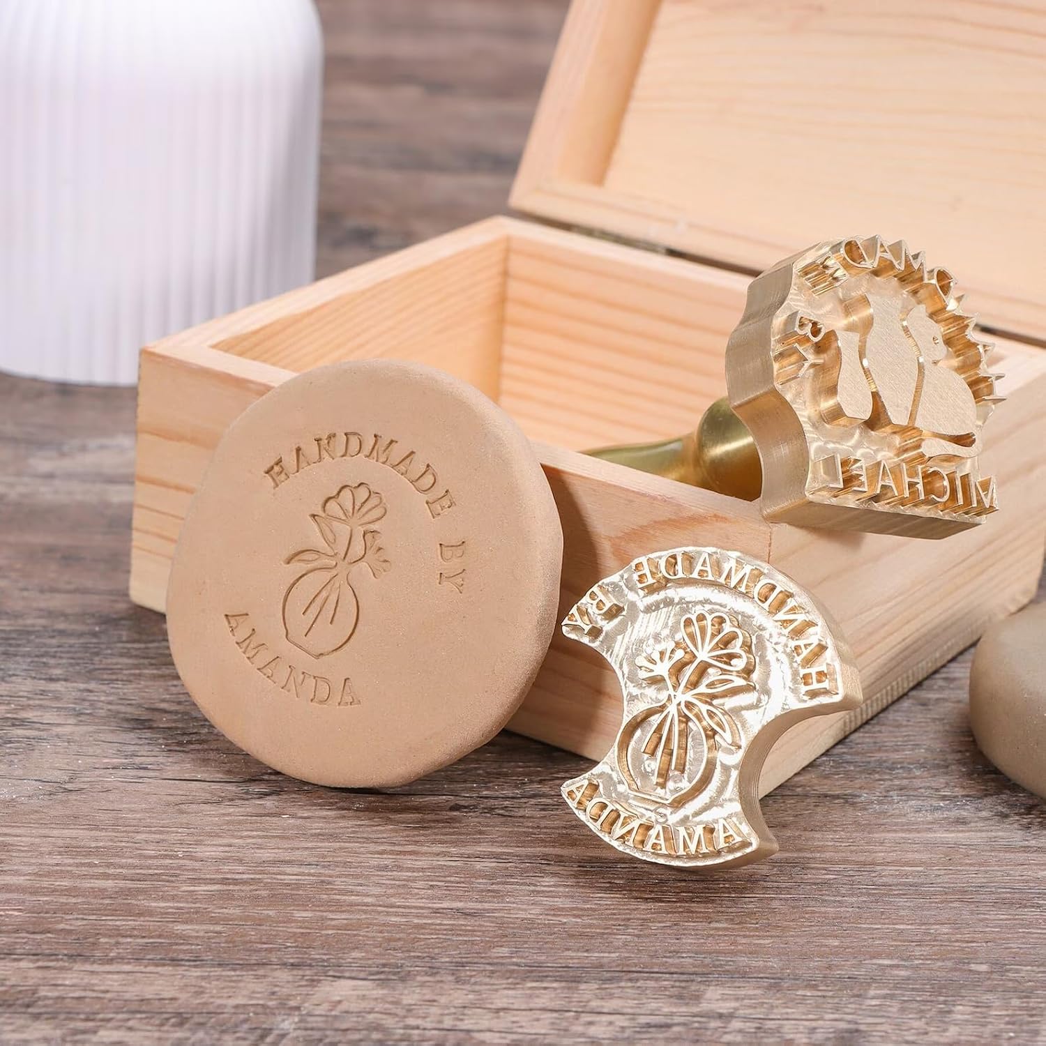 RORANY Custom Pottery Stamp for Clay, Personalized Clay Stamp Pottery Molds DIY Art Creation Letter Crafting Tool Set Gift for Handmade Craft Lover