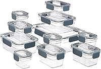 Amazon Basics 22-Piece Tritan Food Storage Containers with Airtight Locking Lids - Leak-Proof, Stain-Resistant, Dishwasher Safe