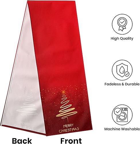 Miniatura 5 de Camino de mesa de árbol de Navidad, estilo granja, camino de mesa rojo de temporada de invierno, decoración de cocina para interiores y exteriores,